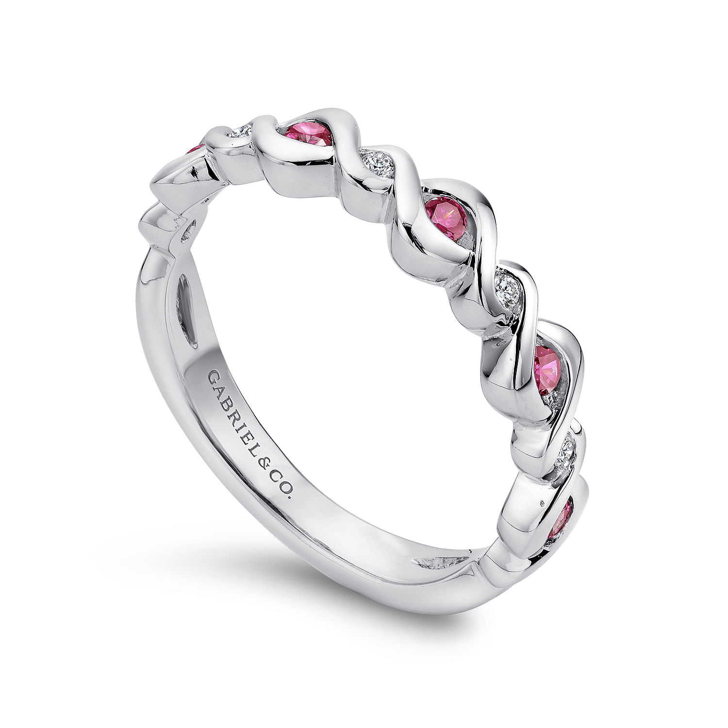 14k White Gold Diamond And Ruby Stackable Ladies 14k White Gold Diamond And Ruby Stackable Ladies