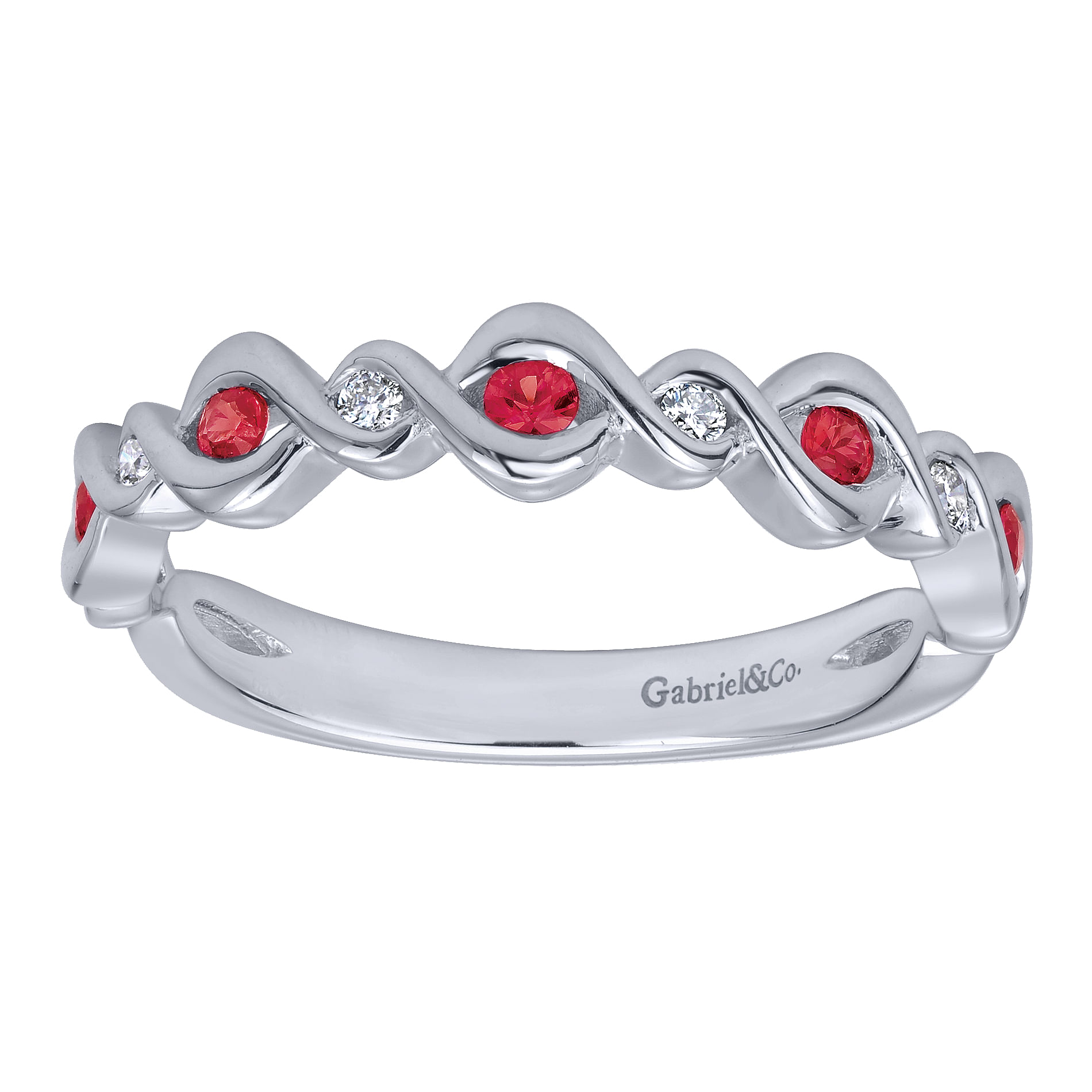 14k White Gold Diamond And Ruby Stackable Ladies 14k White Gold Diamond And Ruby Stackable Ladies