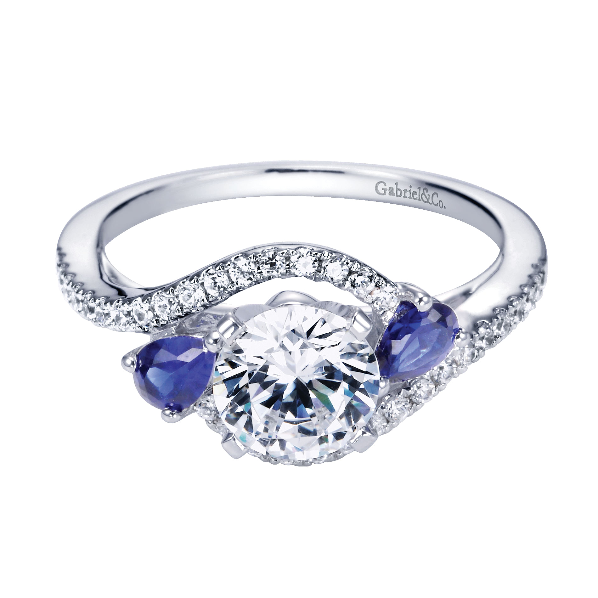 14k White Gold Diamond And Sapphire Bypass 14k White Gold Diamond And Sapphire Bypass