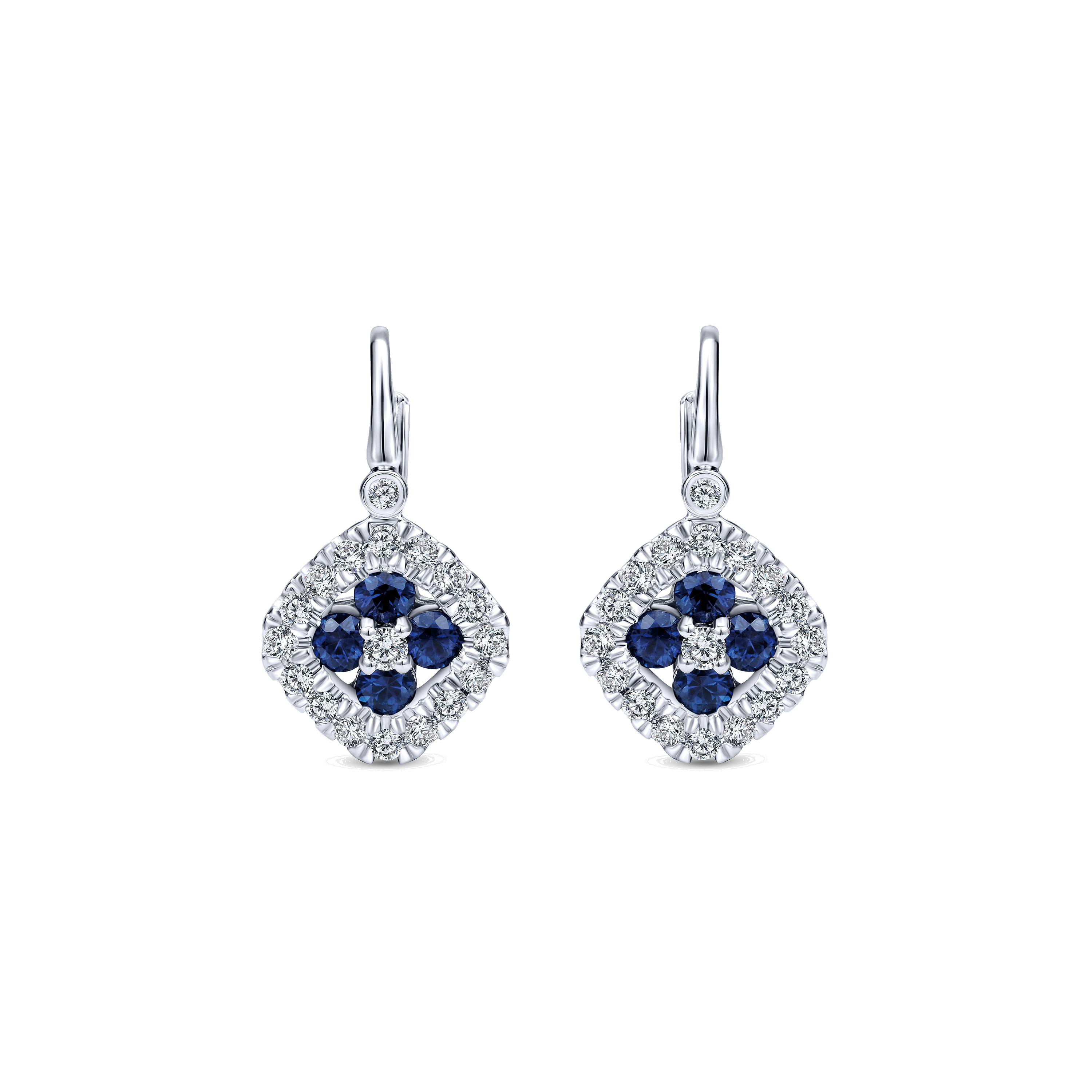 14k White Gold Diamond And Sapphire Drop 14k White Gold Diamond And Sapphire Drop