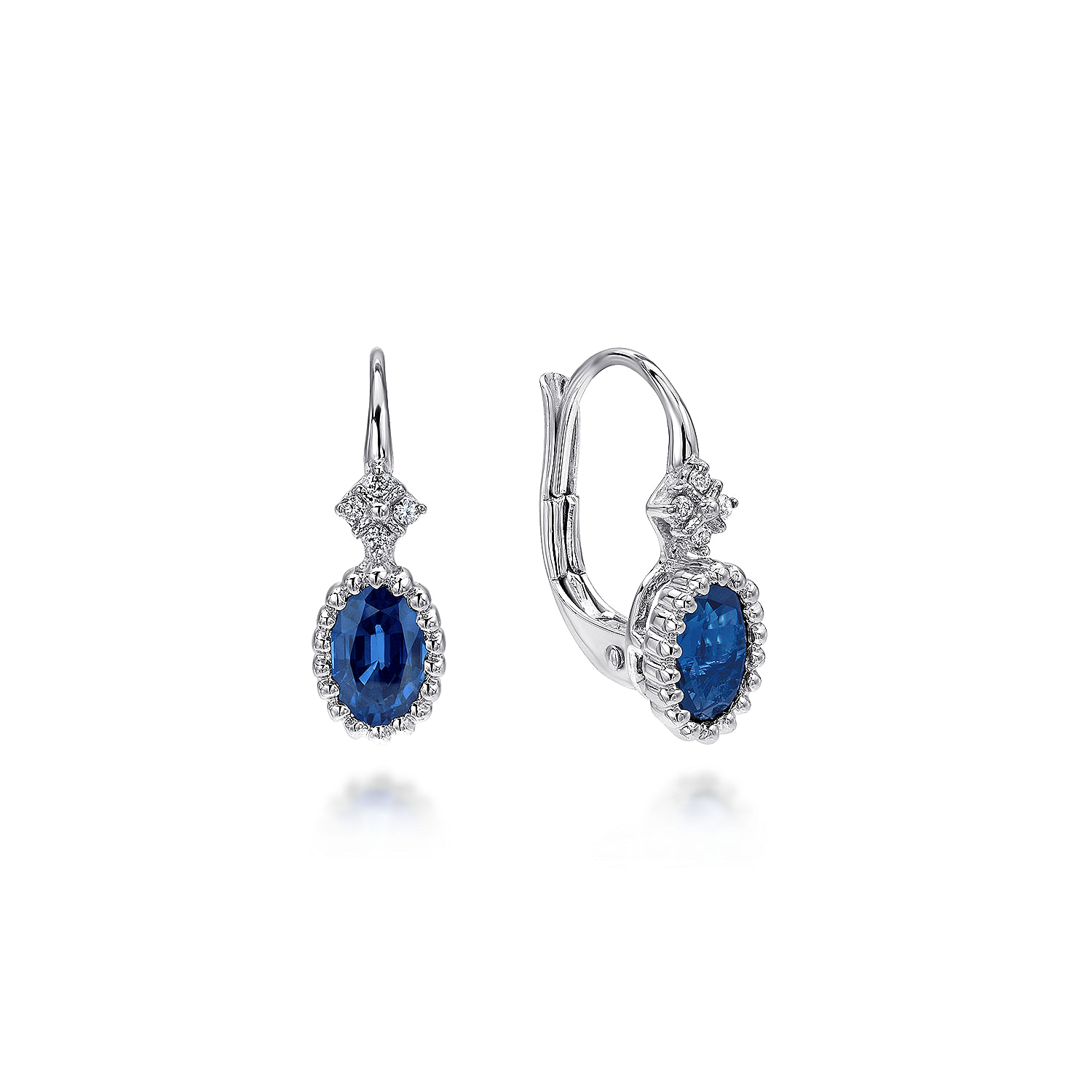 14k White Gold Diamond And Sapphire Drop 14k White Gold Diamond And Sapphire Drop