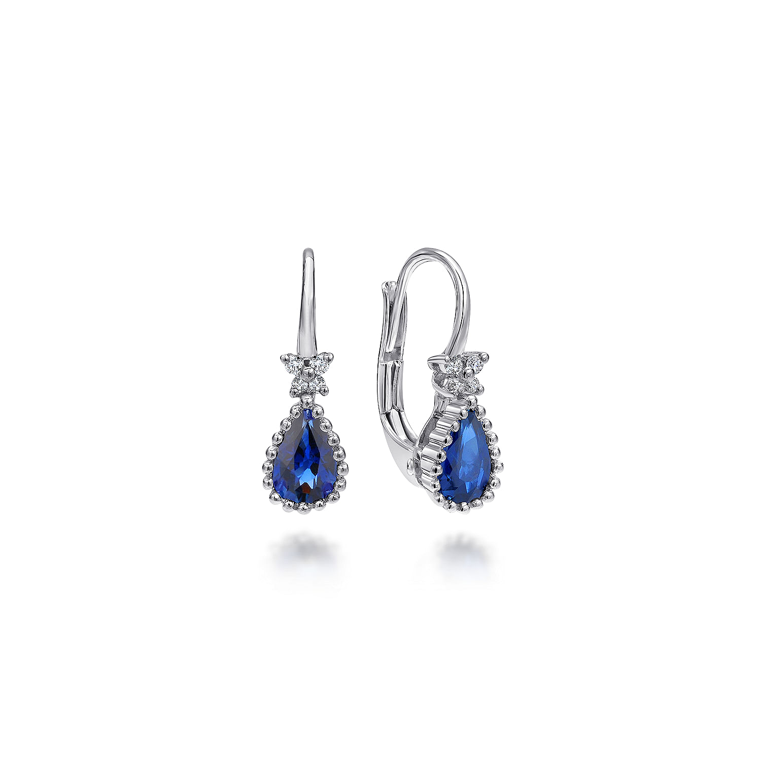 14k White Gold Diamond And Sapphire Drop 14k White Gold Diamond And Sapphire Drop