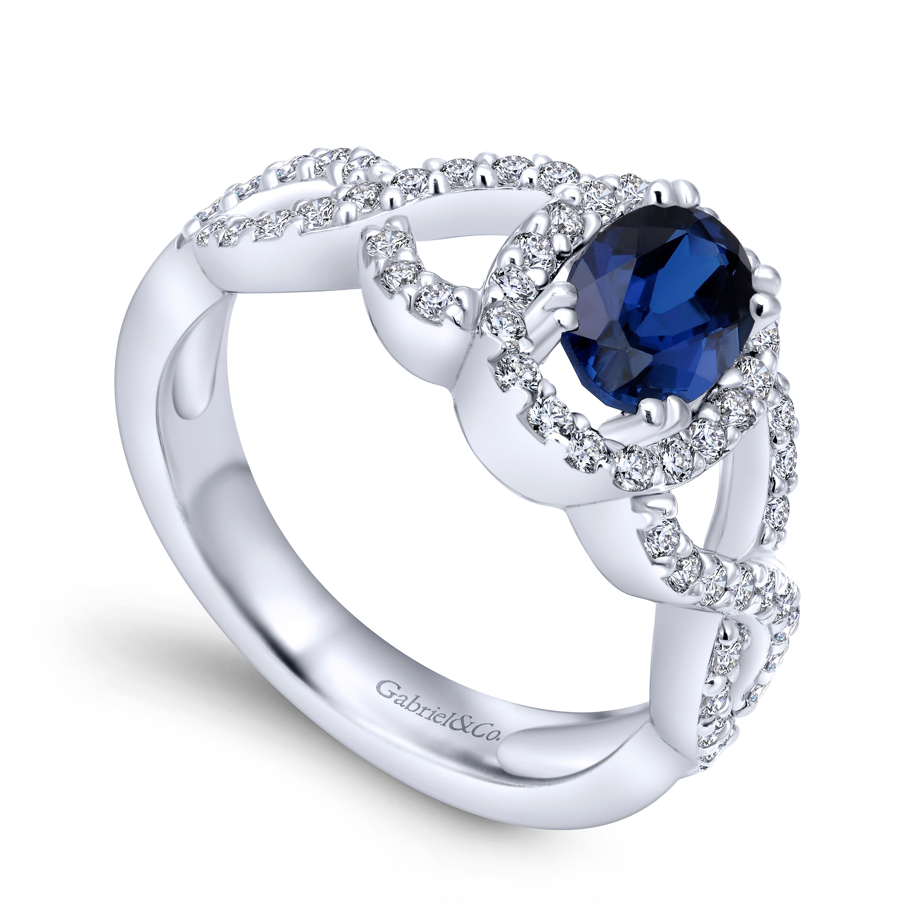 14k White Gold Diamond And Sapphire Fashion Ladies 14k White Gold Diamond And Sapphire Fashion Ladies