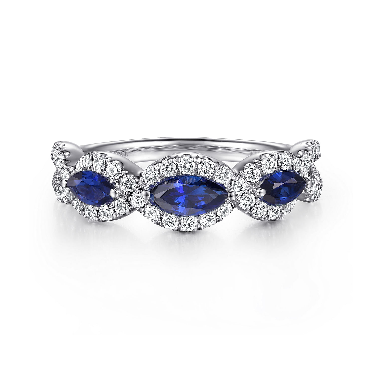 14k White Gold Diamond And Sapphire Fashion 14k White Gold Diamond And Sapphire Fashion