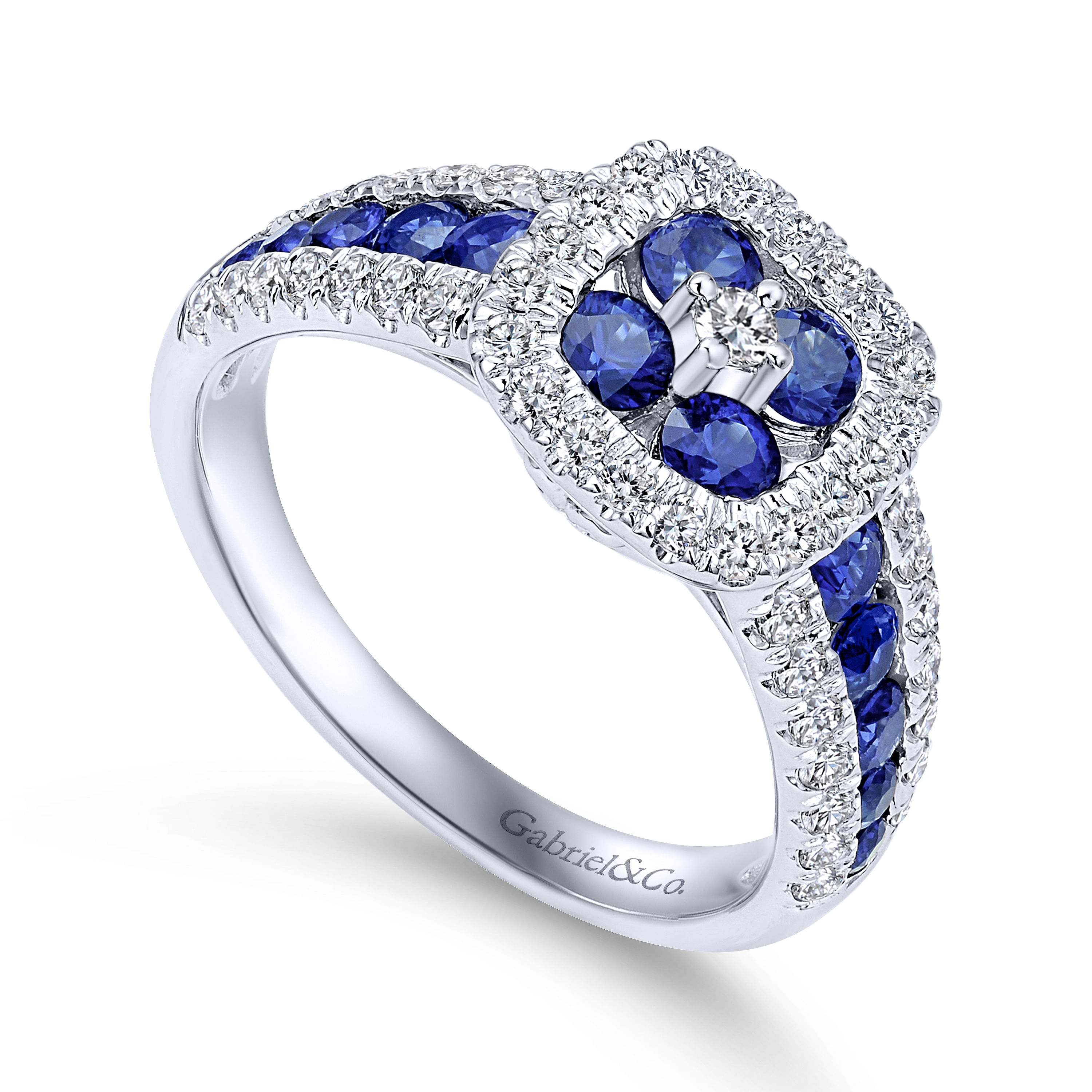 14k White Gold Diamond And Sapphire Fashion Ladies 14k White Gold Diamond And Sapphire Fashion Ladies