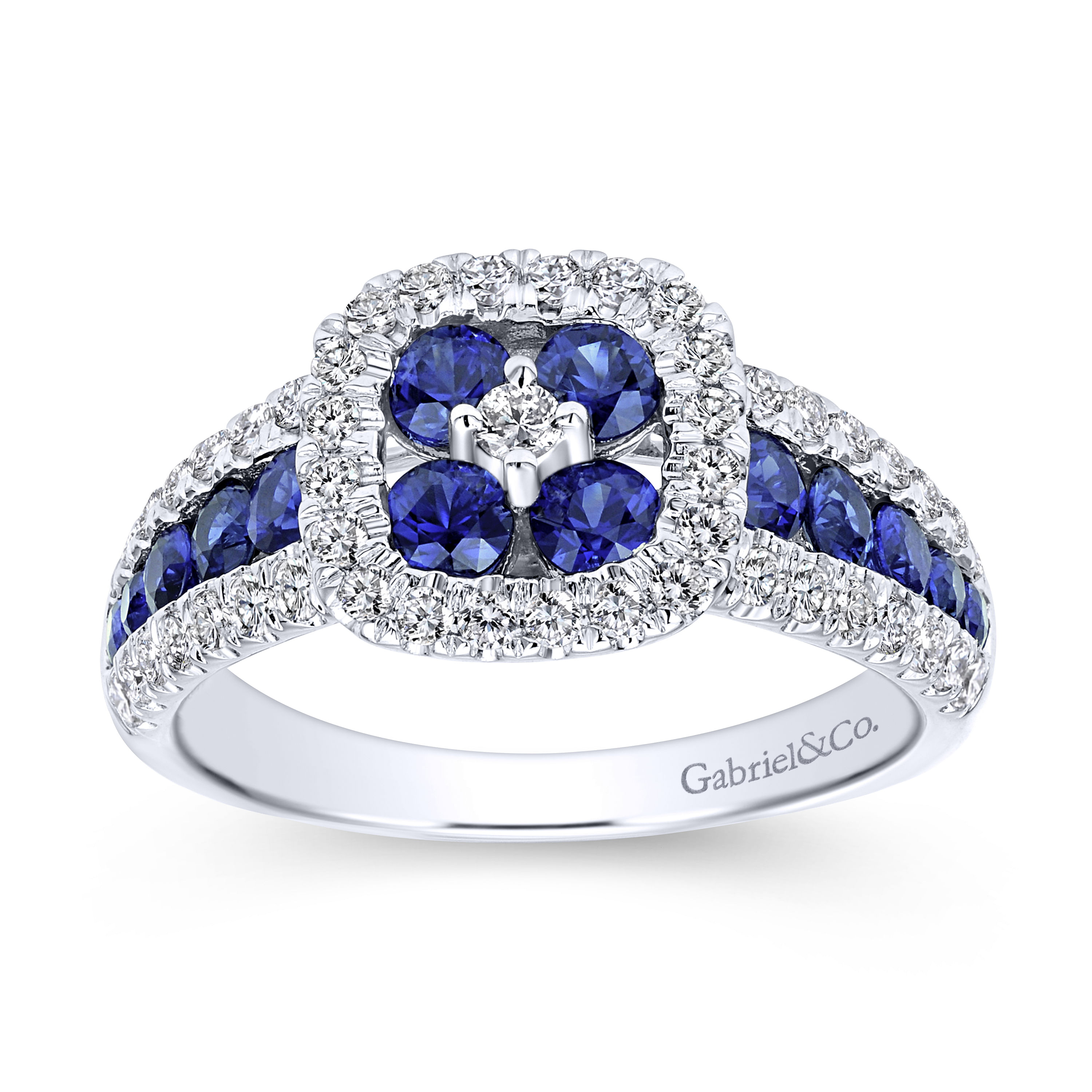14k White Gold Diamond And Sapphire Fashion Ladies 14k White Gold Diamond And Sapphire Fashion Ladies