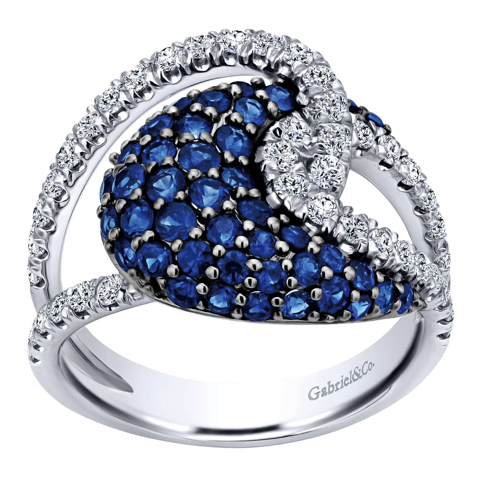 14k White Gold Diamond And Sapphire Fashion Ladies 14k White Gold Diamond And Sapphire Fashion Ladies