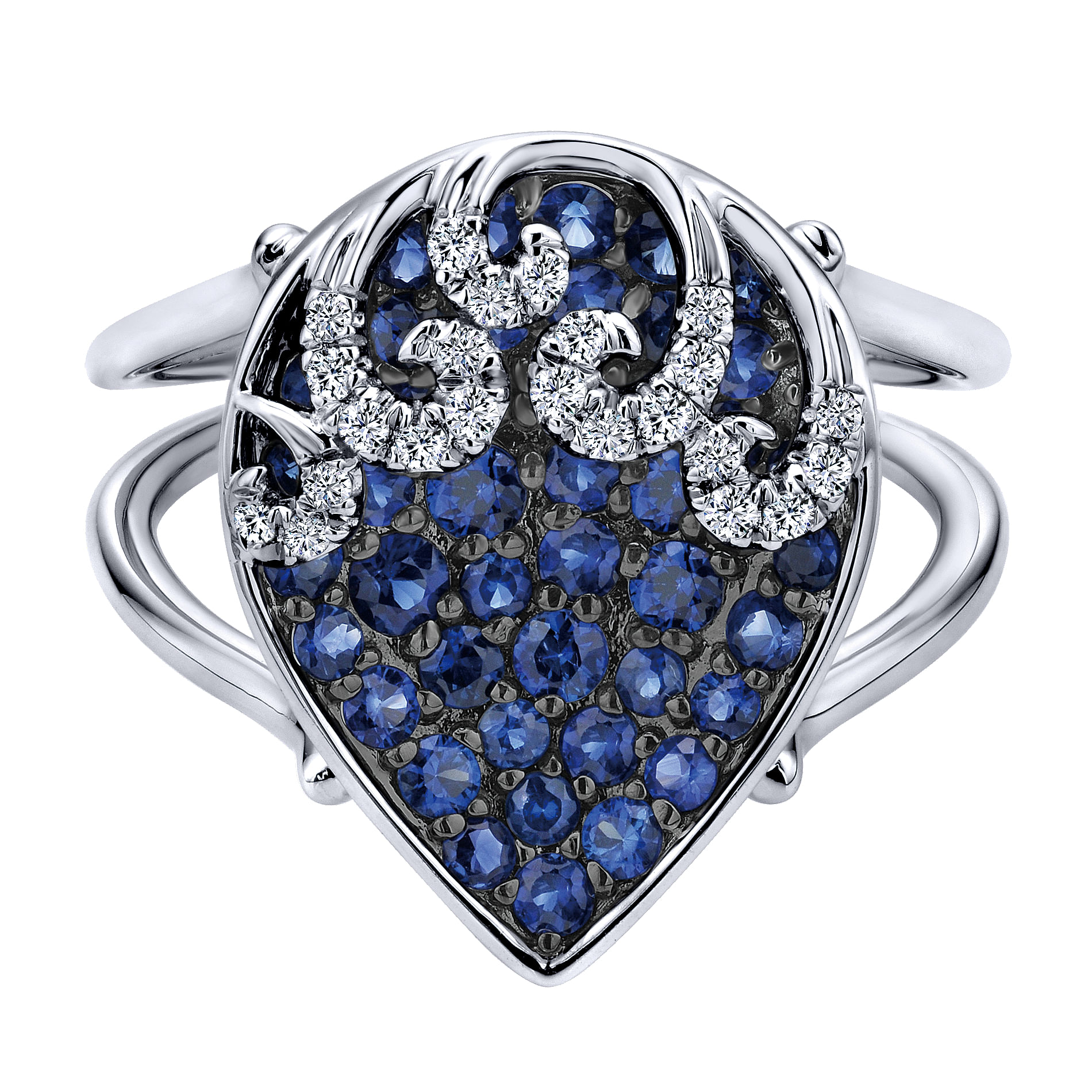 14k White Gold Diamond And Sapphire Fashion 14k White Gold Diamond And Sapphire Fashion