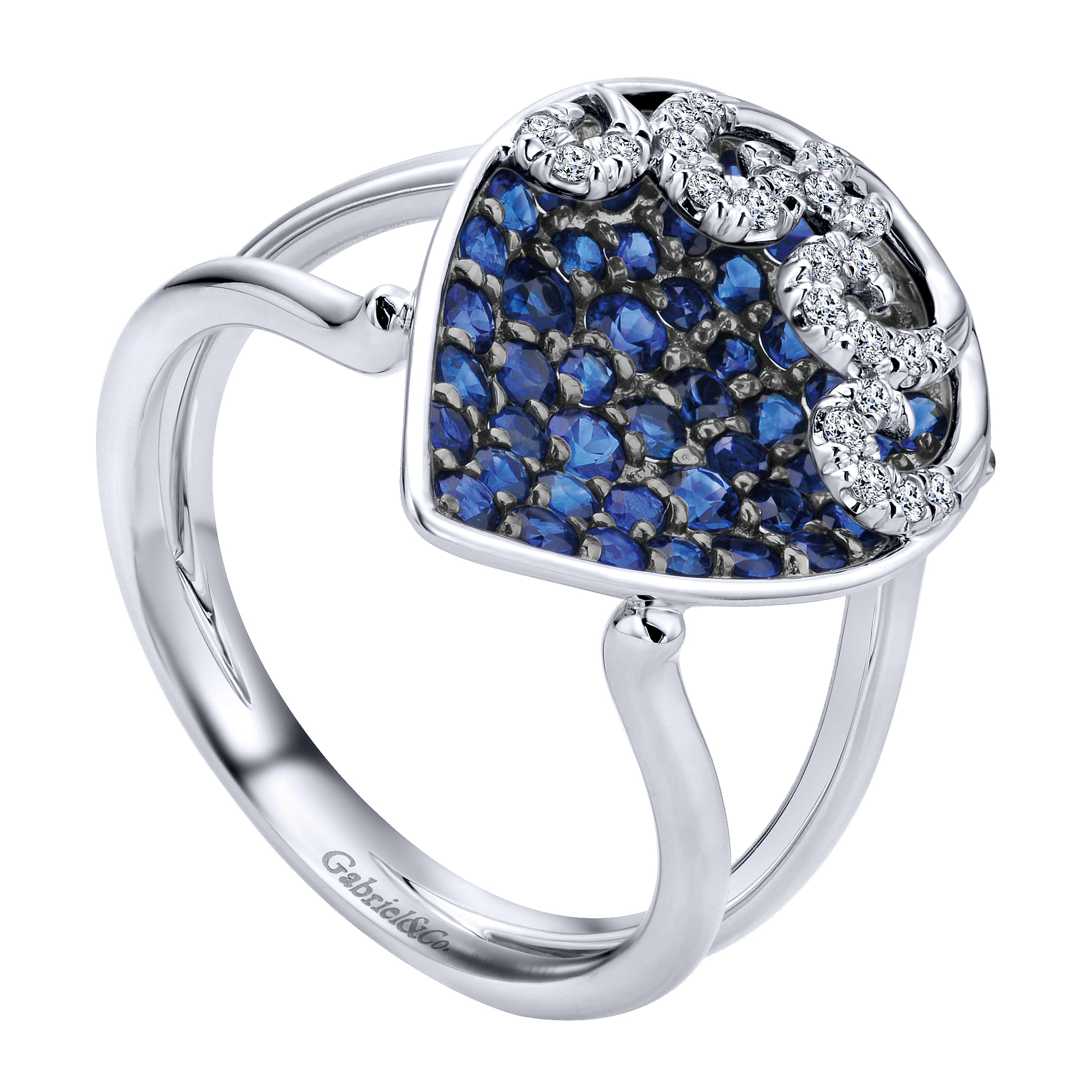 14k White Gold Diamond And Sapphire Fashion Ladies 14k White Gold Diamond And Sapphire Fashion Ladies
