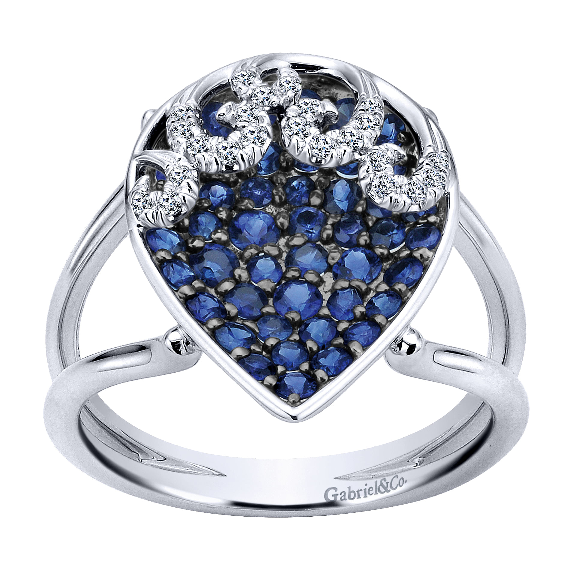 14k White Gold Diamond And Sapphire Fashion Ladies 14k White Gold Diamond And Sapphire Fashion Ladies