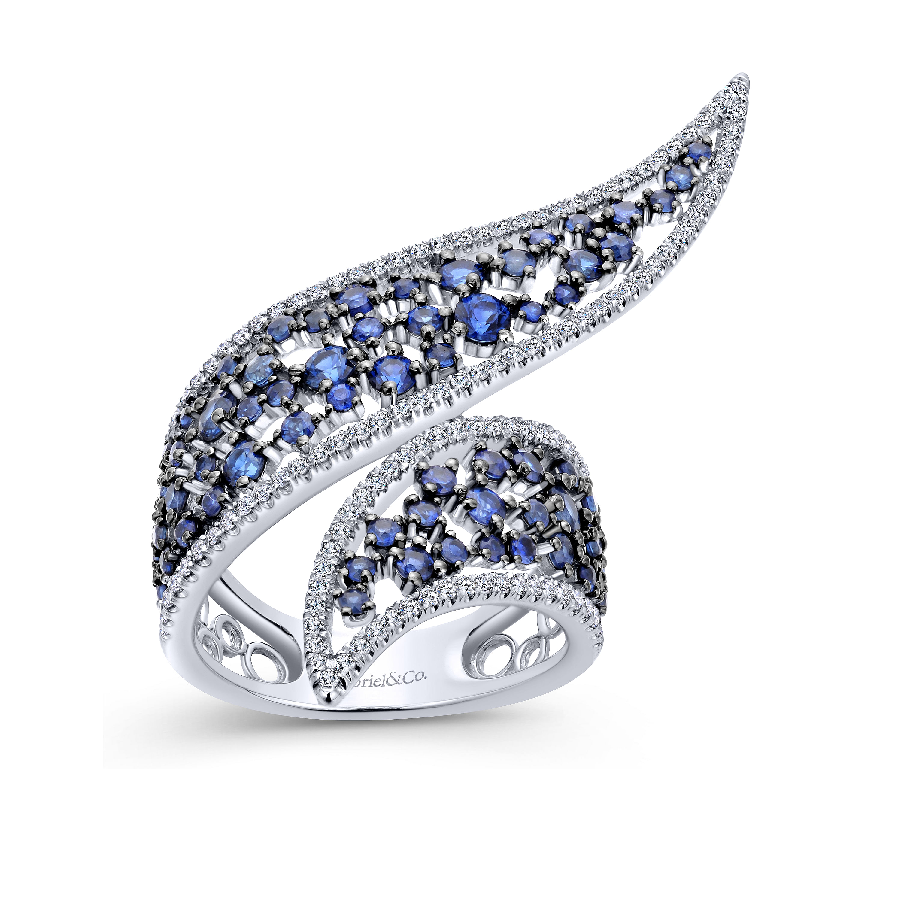 14k White Gold Diamond And Sapphire Fashion Ladies 14k White Gold Diamond And Sapphire Fashion Ladies