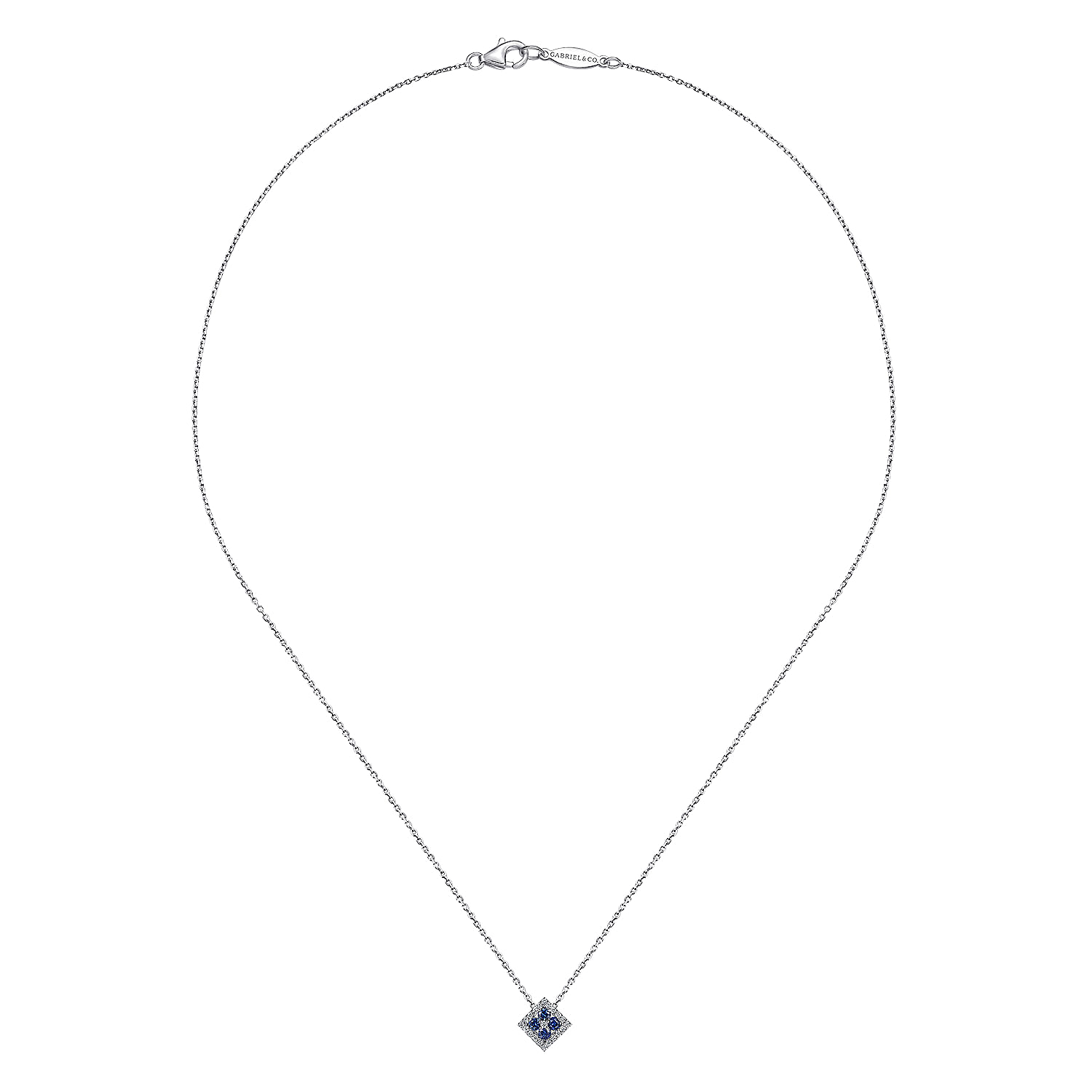 14k White Gold Diamond And Sapphire Fashion Necklace angle 2 14k White Gold Diamond And Sapphire Fashion Necklace angle 2