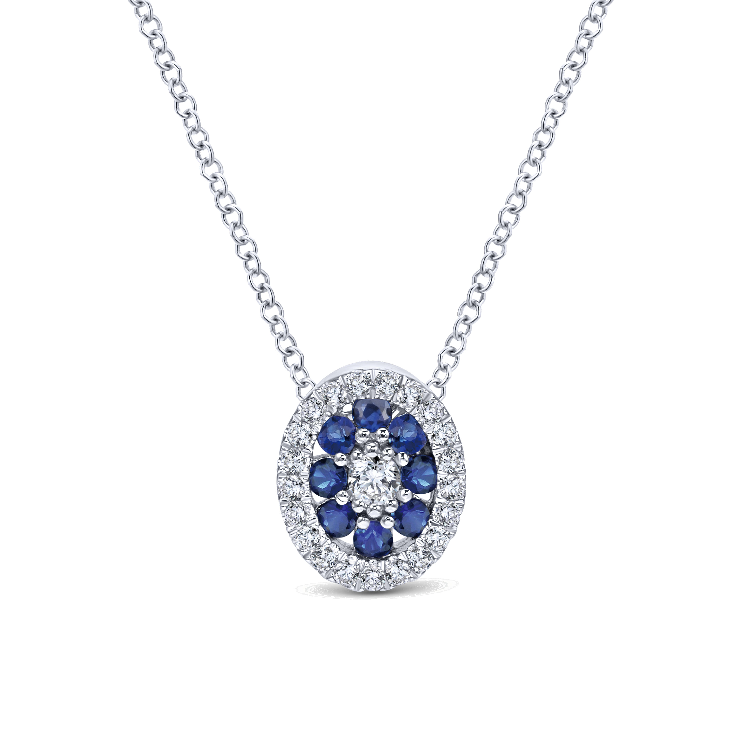 14k White Gold Diamond And Sapphire Fashion 14k White Gold Diamond And Sapphire Fashion