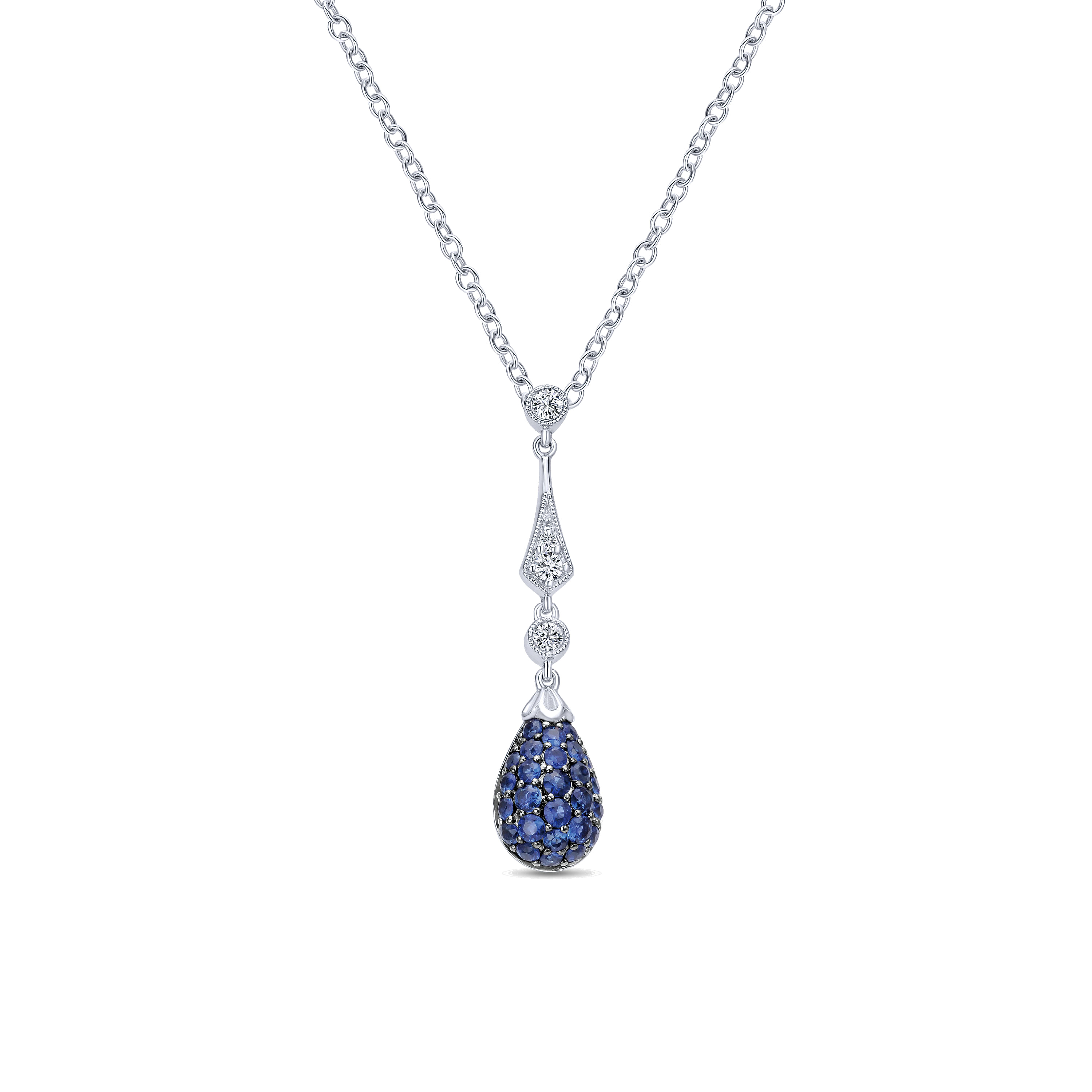 14k White Gold Diamond And Sapphire Fashion 14k White Gold Diamond And Sapphire Fashion