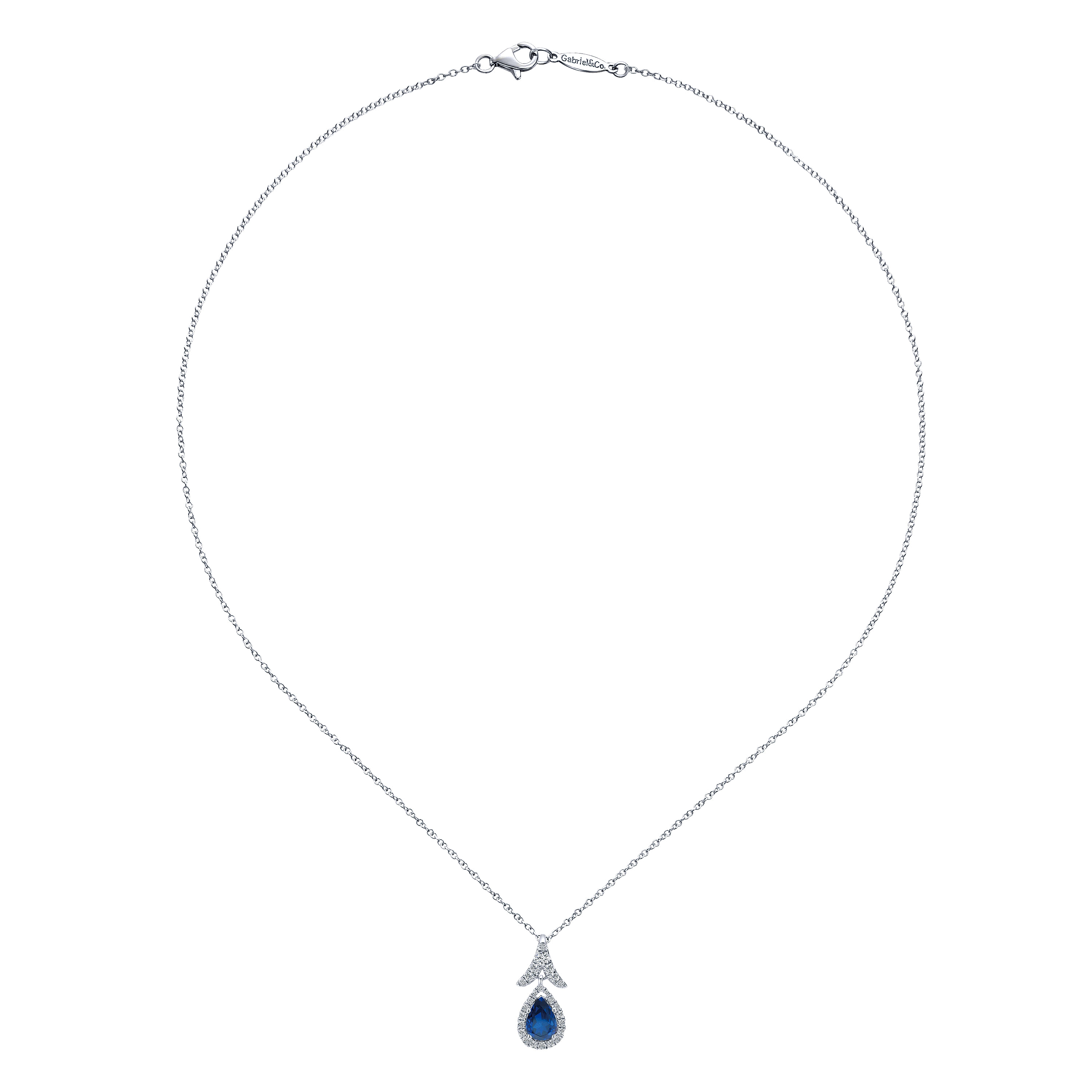 14k White Gold Diamond And Sapphire Fashion Necklace angle 2 14k White Gold Diamond And Sapphire Fashion Necklace angle 2