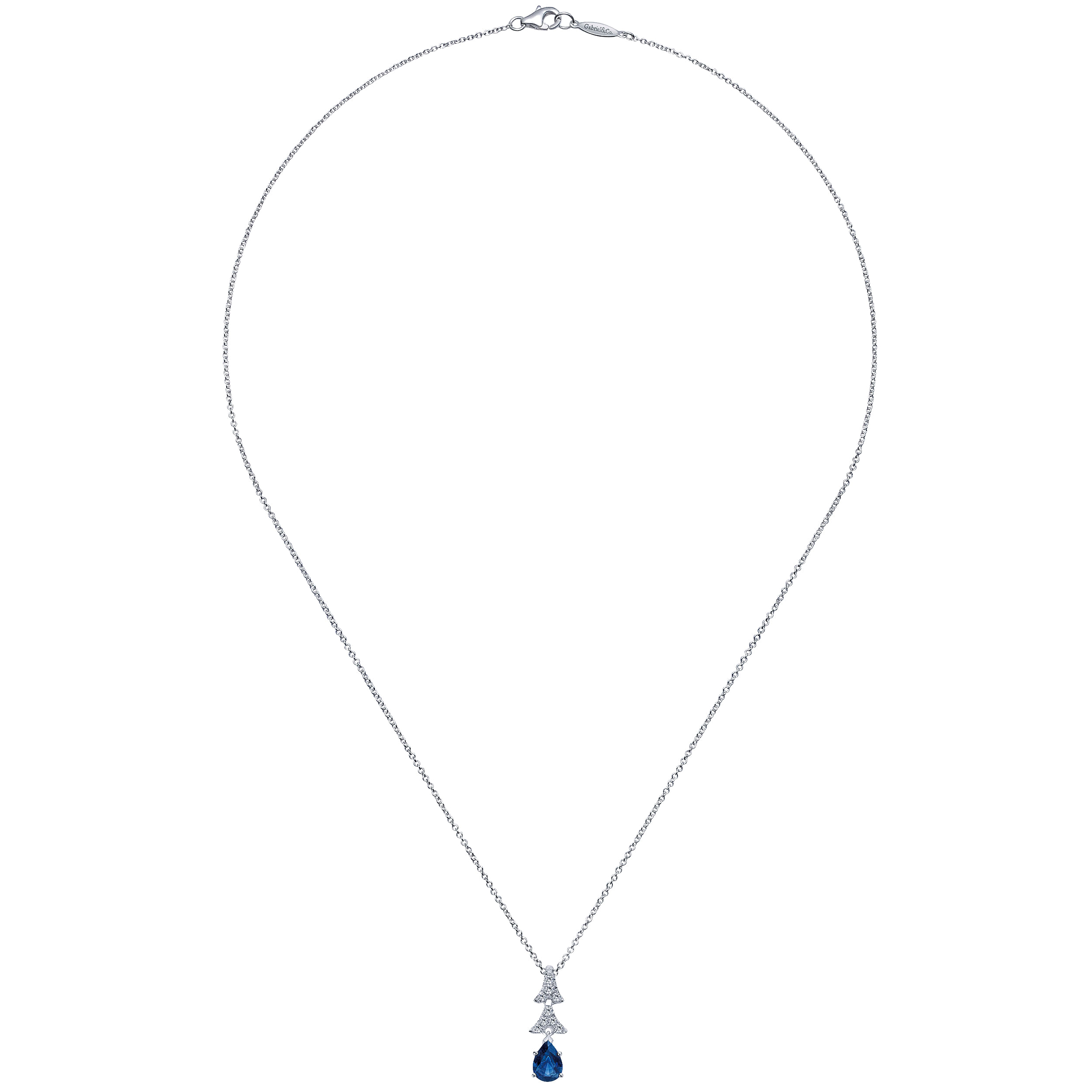 14k White Gold Diamond And Sapphire Fashion Necklace angle 2 14k White Gold Diamond And Sapphire Fashion Necklace angle 2