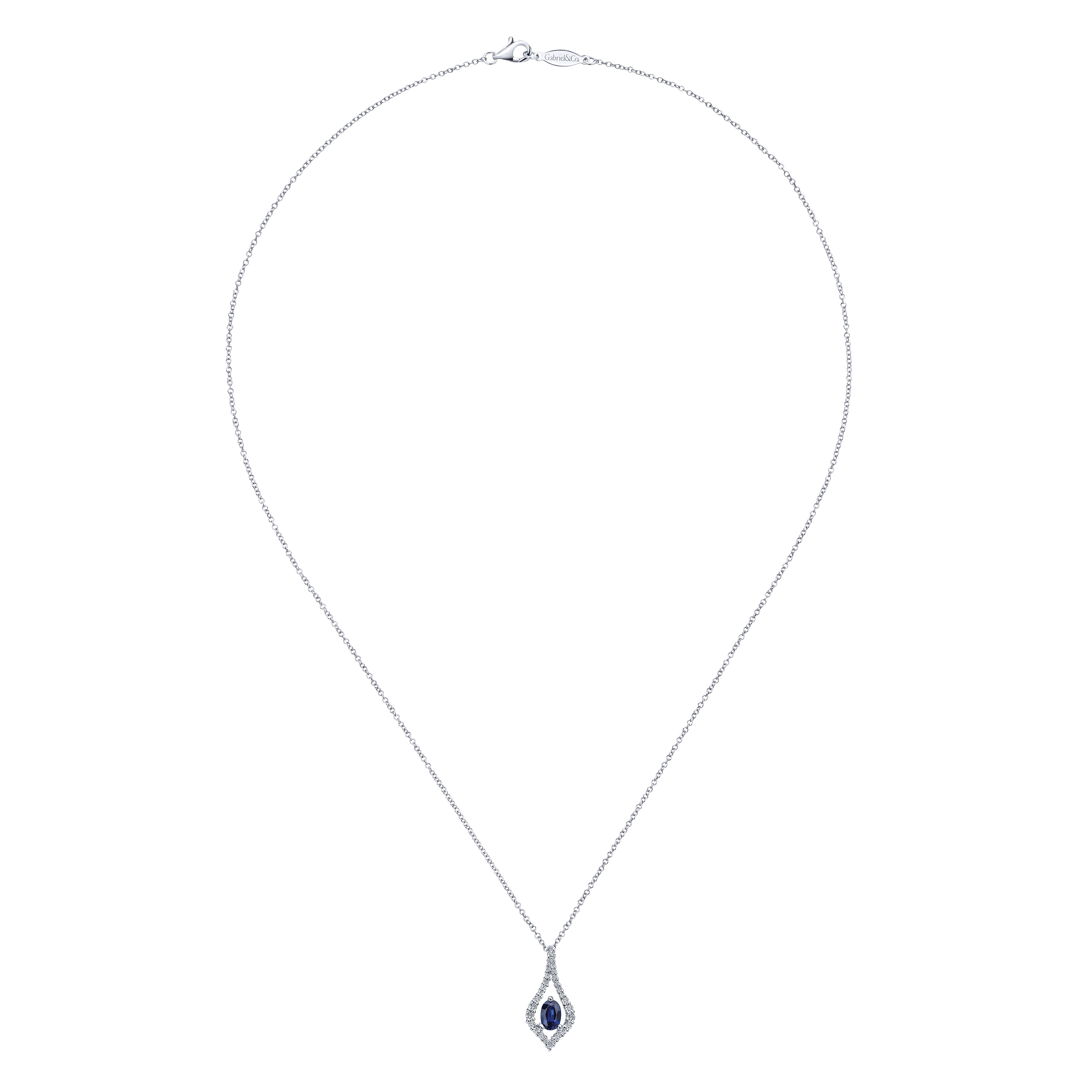 14k White Gold Diamond And Sapphire Fashion Necklace angle 2 14k White Gold Diamond And Sapphire Fashion Necklace angle 2