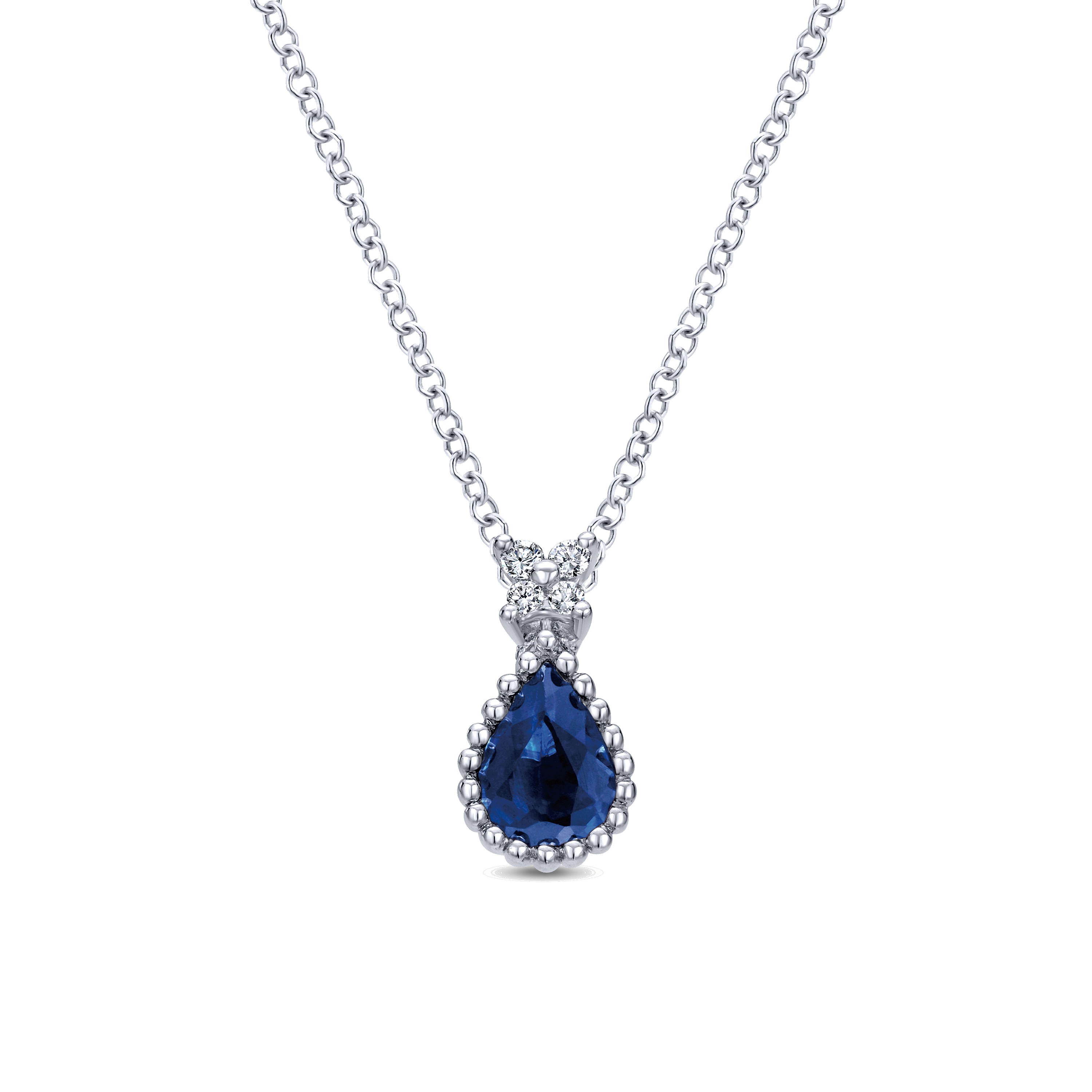 14k White Gold Diamond And Sapphire Fashion 14k White Gold Diamond And Sapphire Fashion