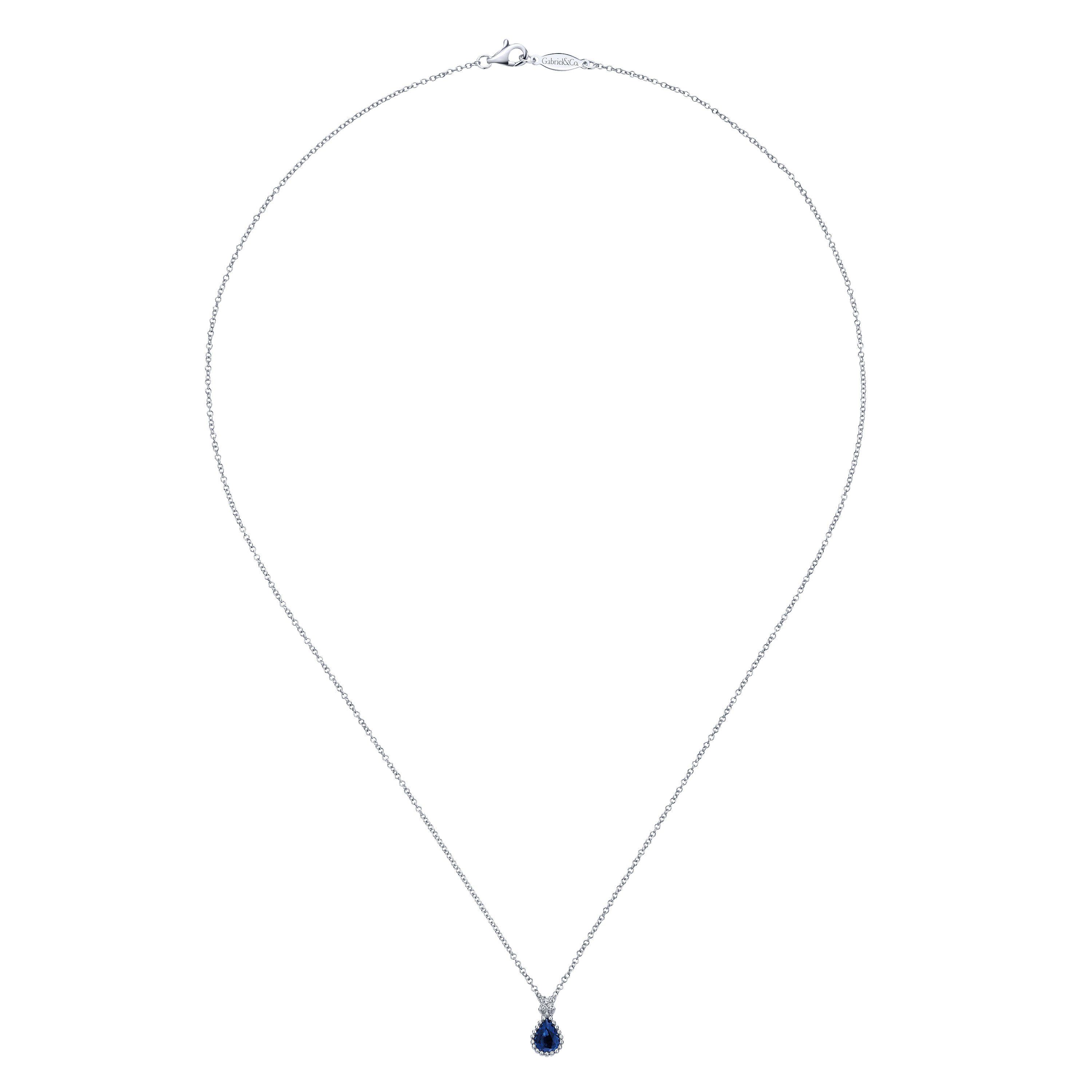 14k White Gold Diamond And Sapphire Fashion Necklace angle 2 14k White Gold Diamond And Sapphire Fashion Necklace angle 2