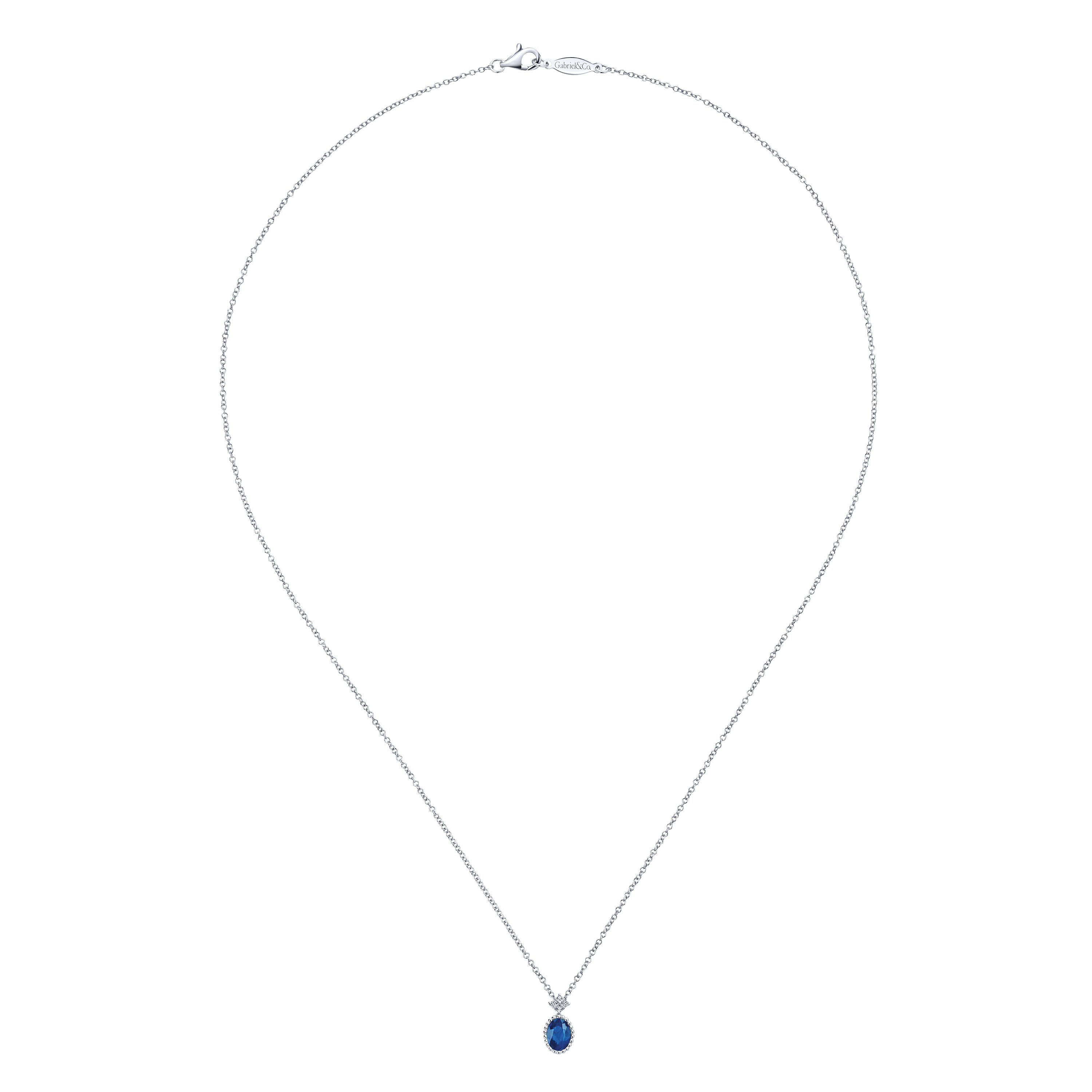 14k White Gold Diamond And Sapphire Fashion Necklace angle 2 14k White Gold Diamond And Sapphire Fashion Necklace angle 2