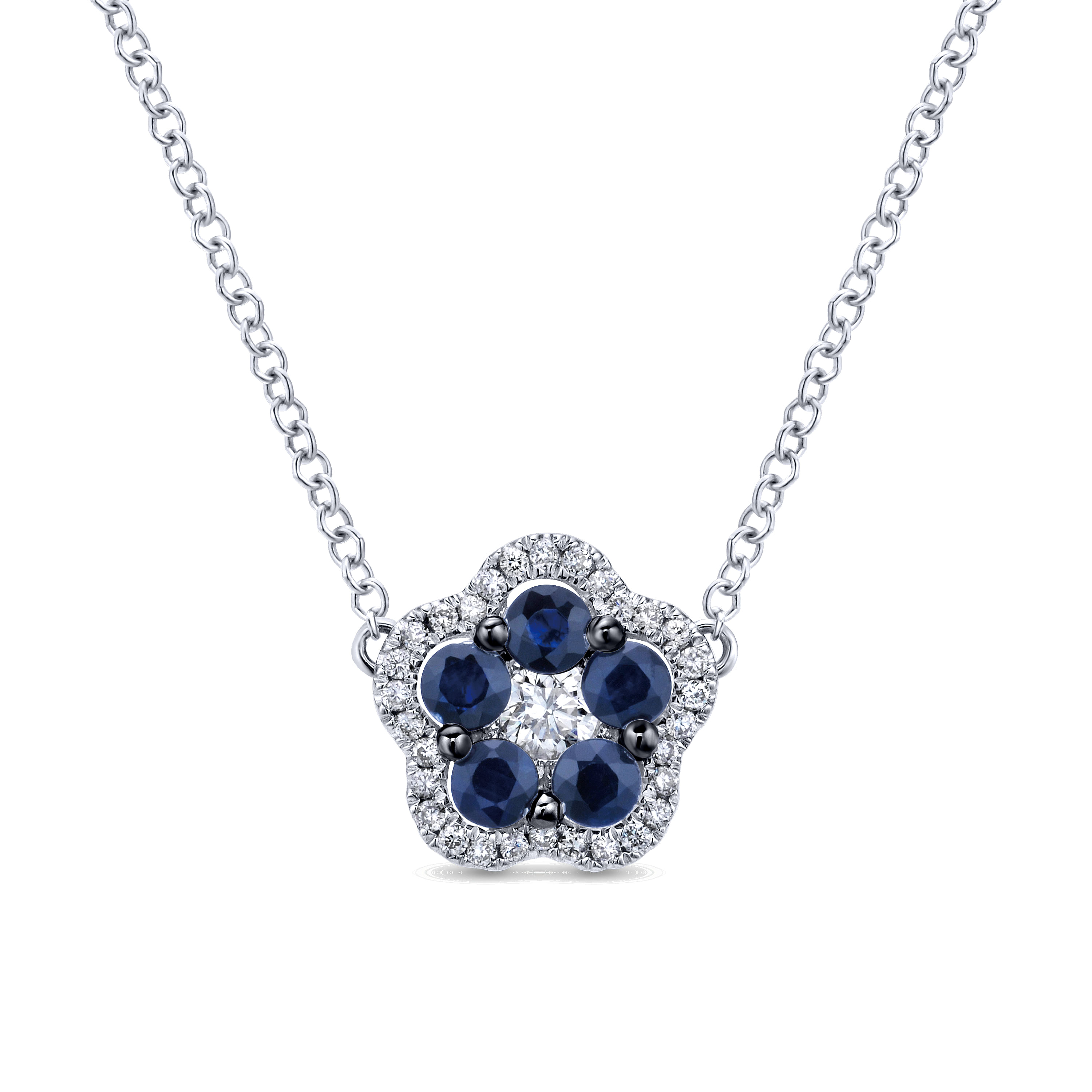 14k White Gold Diamond And Sapphire Fashion 14k White Gold Diamond And Sapphire Fashion
