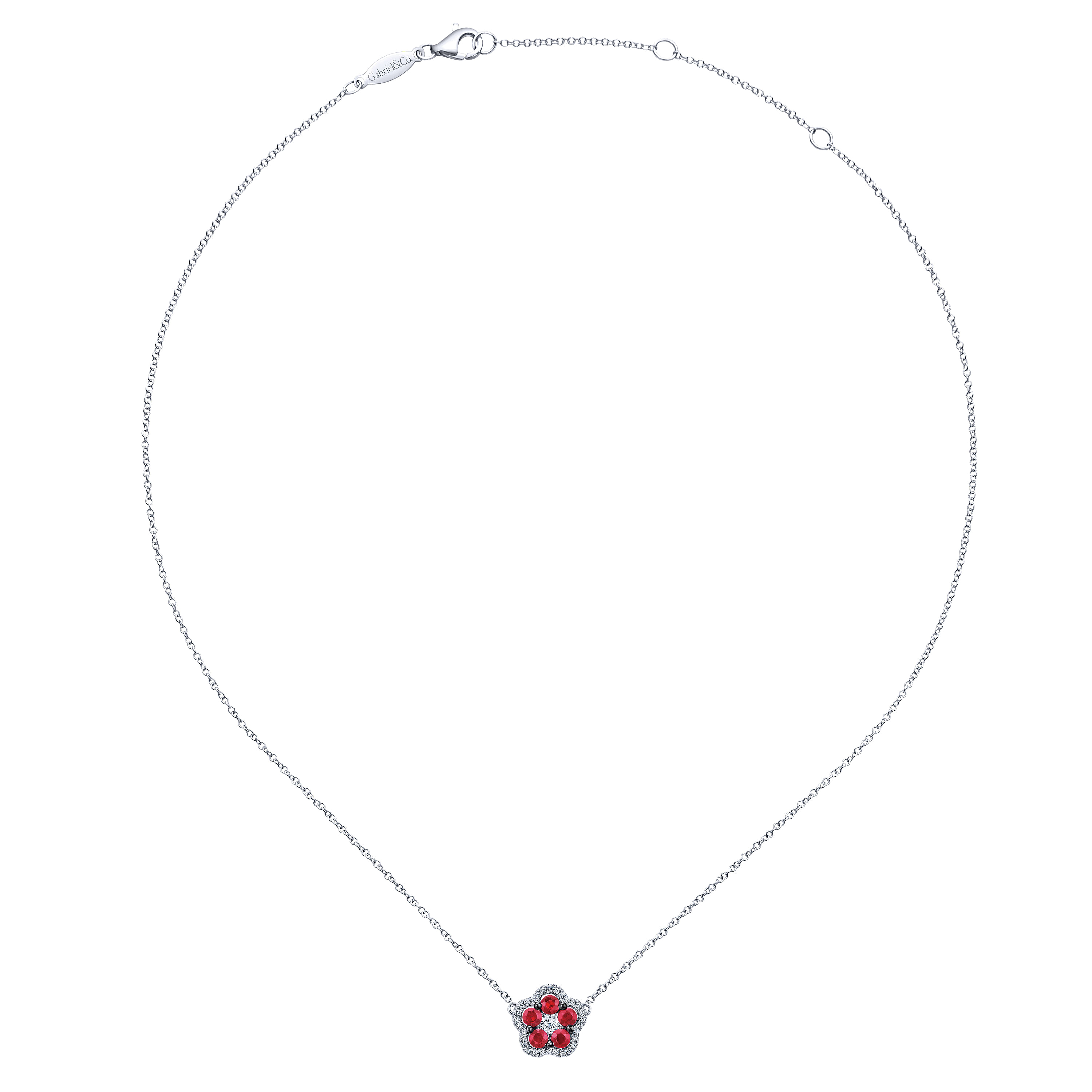 14k White Gold Diamond And Sapphire Fashion Necklace angle 2 14k White Gold Diamond And Sapphire Fashion Necklace angle 2