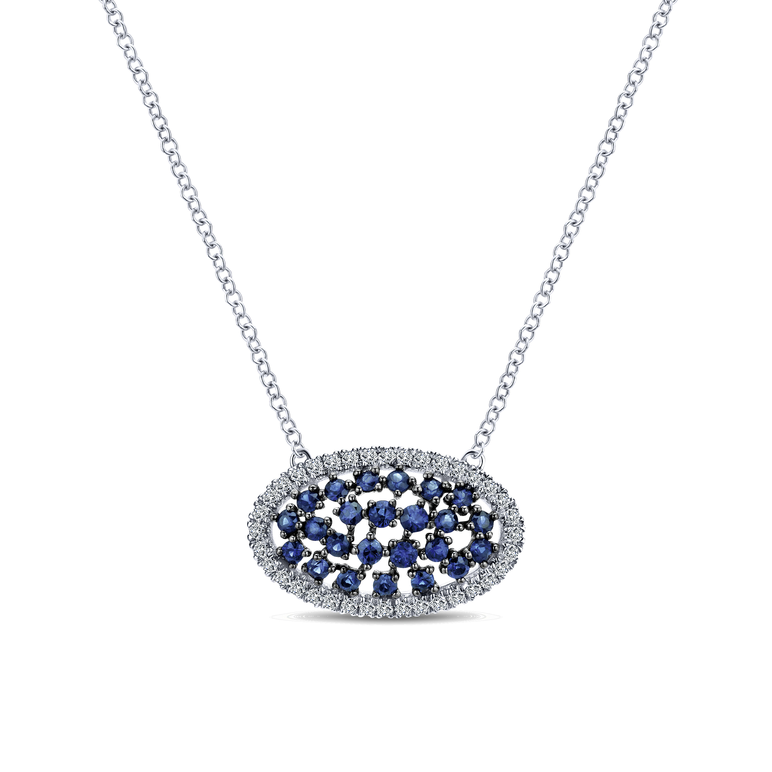 14k White Gold Diamond And Sapphire Fashion 14k White Gold Diamond And Sapphire Fashion