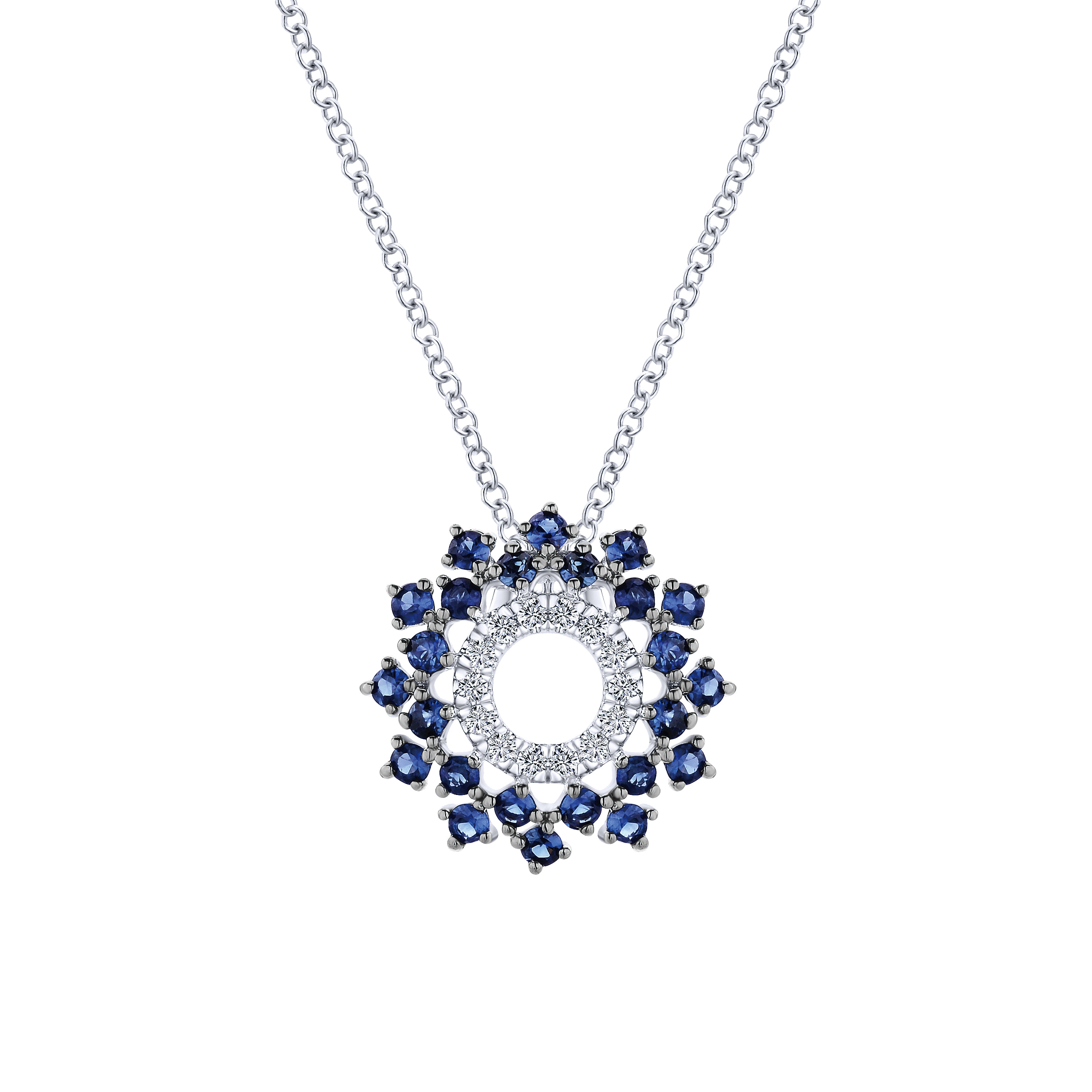 14k White Gold Diamond And Sapphire Fashion 14k White Gold Diamond And Sapphire Fashion