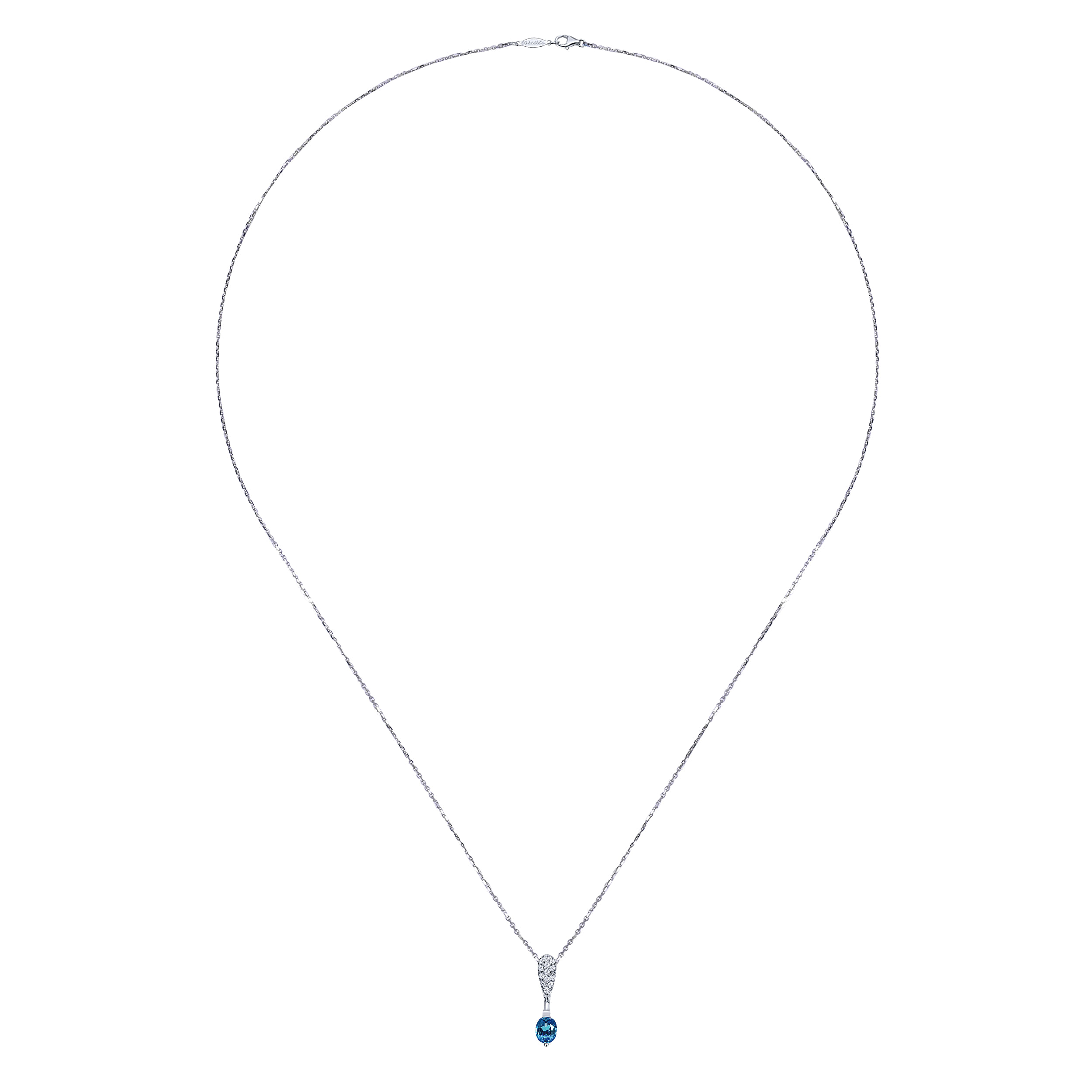 14k White Gold Diamond And Sapphire Fashion Necklace angle 2 14k White Gold Diamond And Sapphire Fashion Necklace angle 2