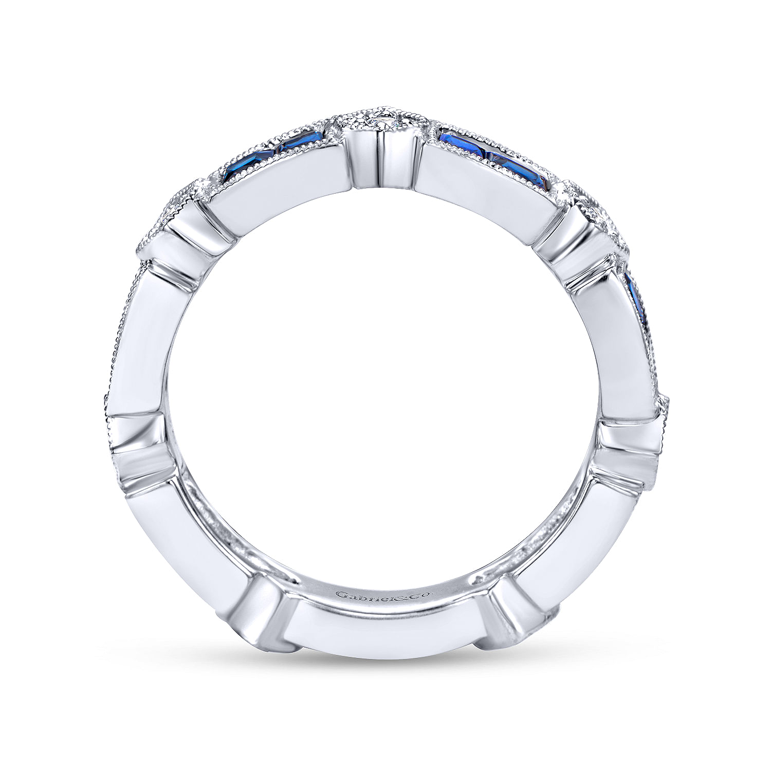 14k White Gold Diamond And Sapphire Stackable Ladies 14k White Gold Diamond And Sapphire Stackable Ladies