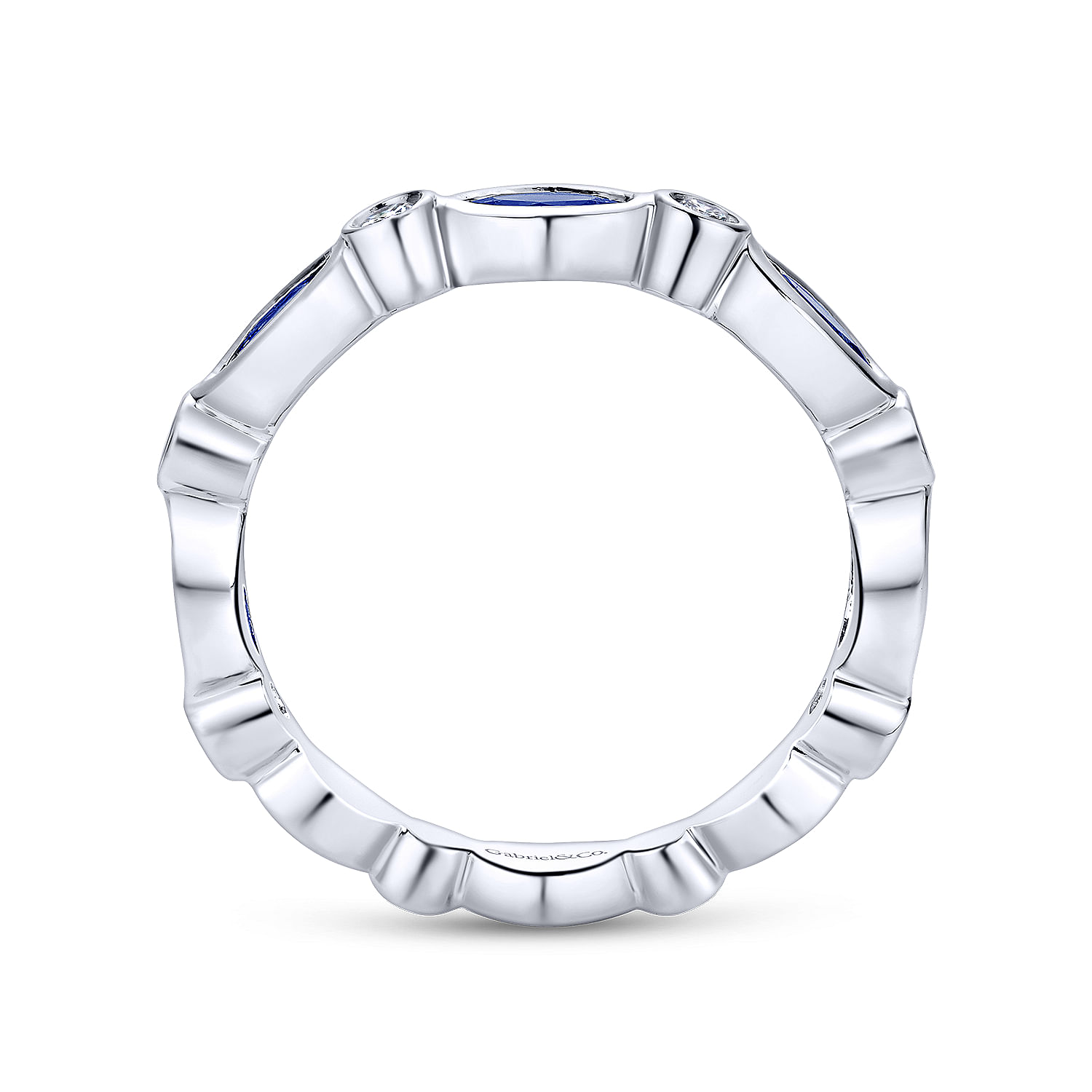 14k White Gold Diamond And Sapphire Stackable Ladies 14k White Gold Diamond And Sapphire Stackable Ladies
