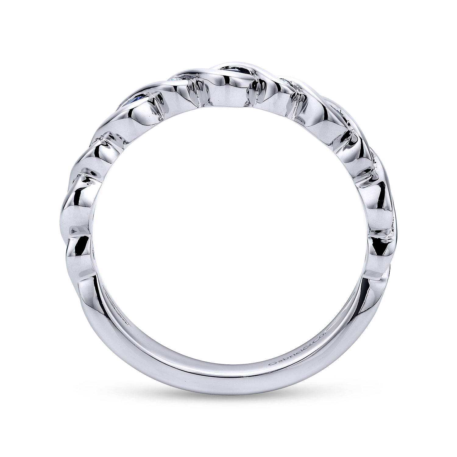 14k White Gold Diamond And Sapphire Stackable Ladies 14k White Gold Diamond And Sapphire Stackable Ladies