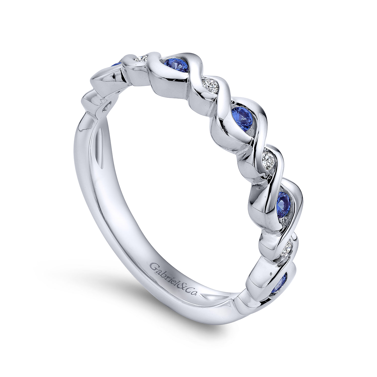 14k White Gold Diamond And Sapphire Stackable Ladies 14k White Gold Diamond And Sapphire Stackable Ladies