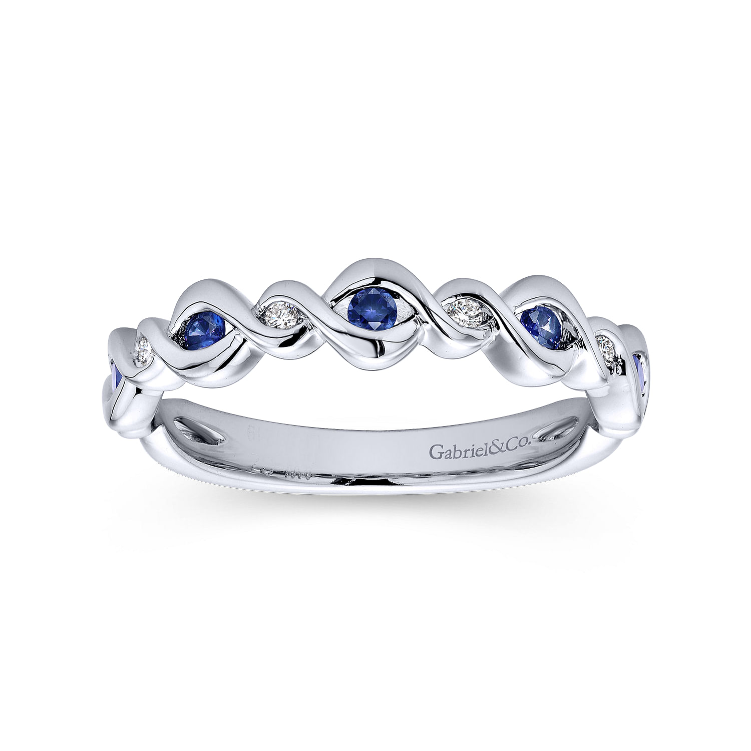14k White Gold Diamond And Sapphire Stackable Ladies 14k White Gold Diamond And Sapphire Stackable Ladies