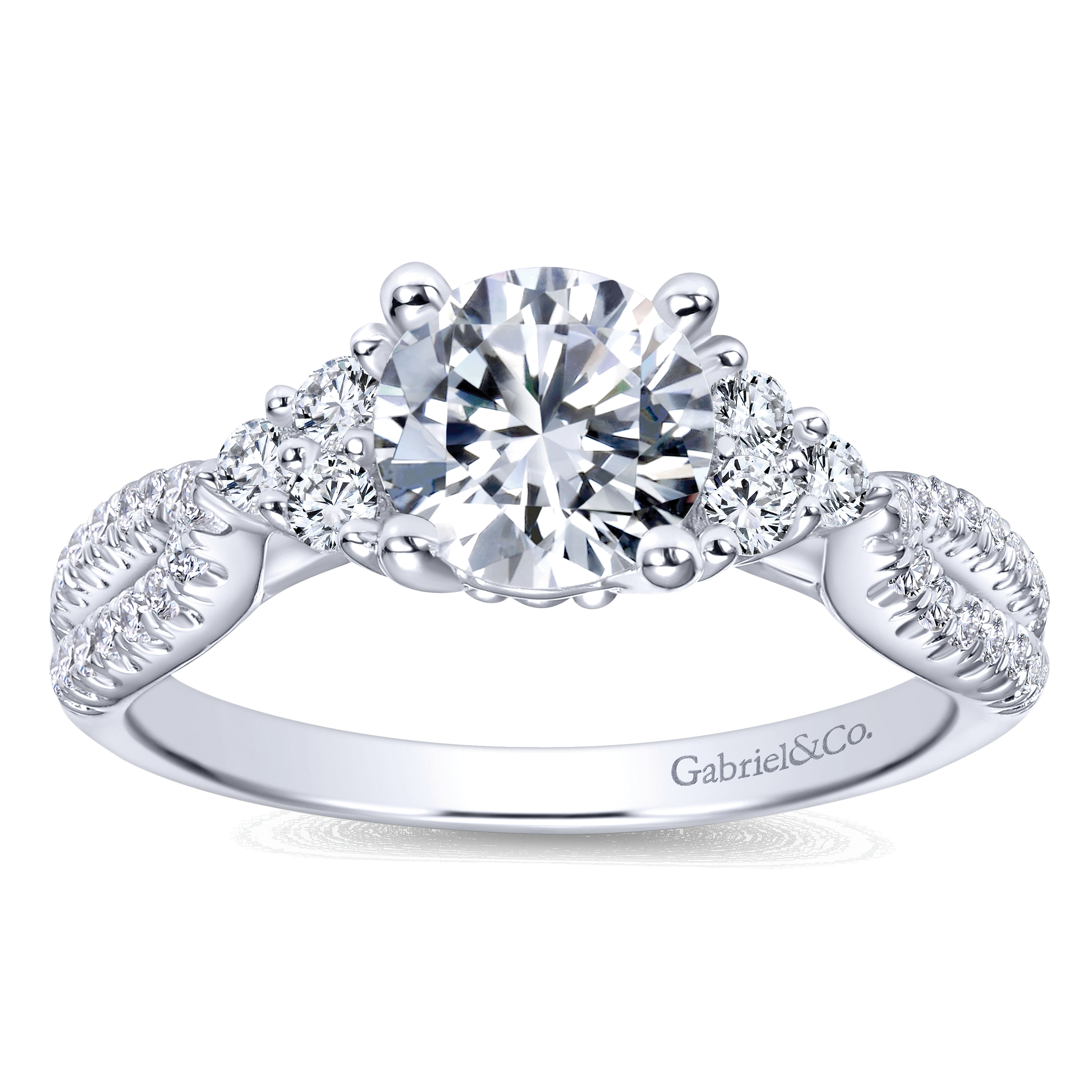 14k White Gold Diamond 3 Stones Engagement Ring angle 5 14k White Gold Diamond 3 Stones Engagement Ring angle 5