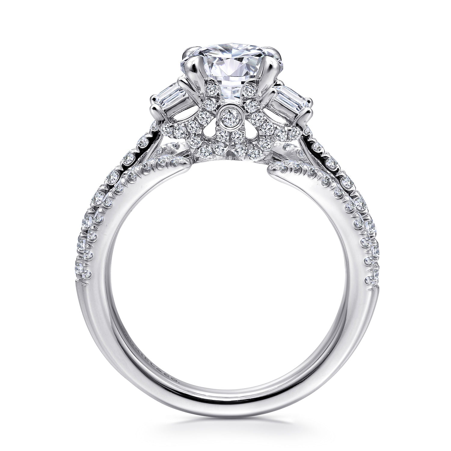 14k White Gold Diamond 3 Stones Engagement Ring angle 2 14k White Gold Diamond 3 Stones Engagement Ring angle 2