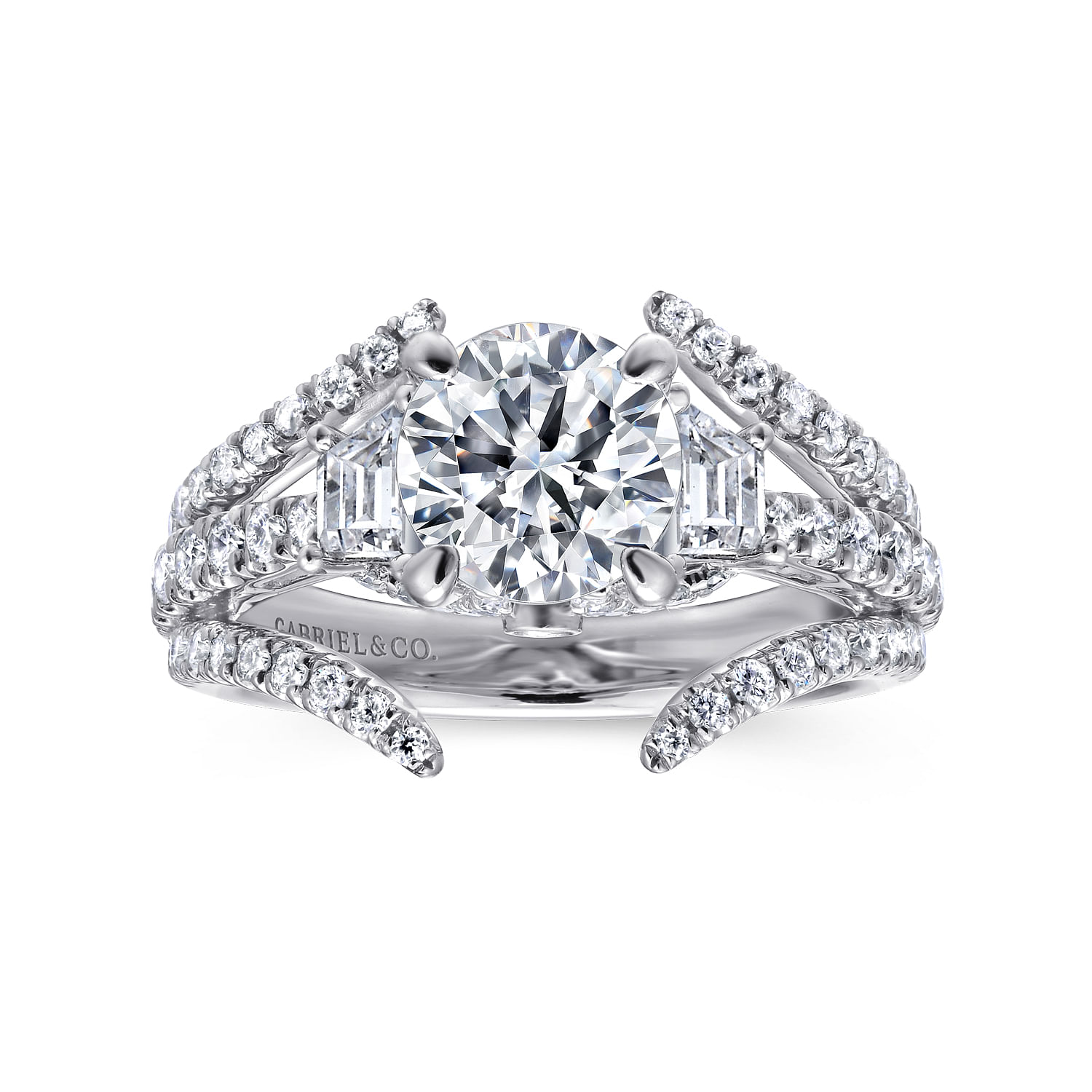 14k White Gold Diamond 3 Stones Engagement Ring angle 5 14k White Gold Diamond 3 Stones Engagement Ring angle 5