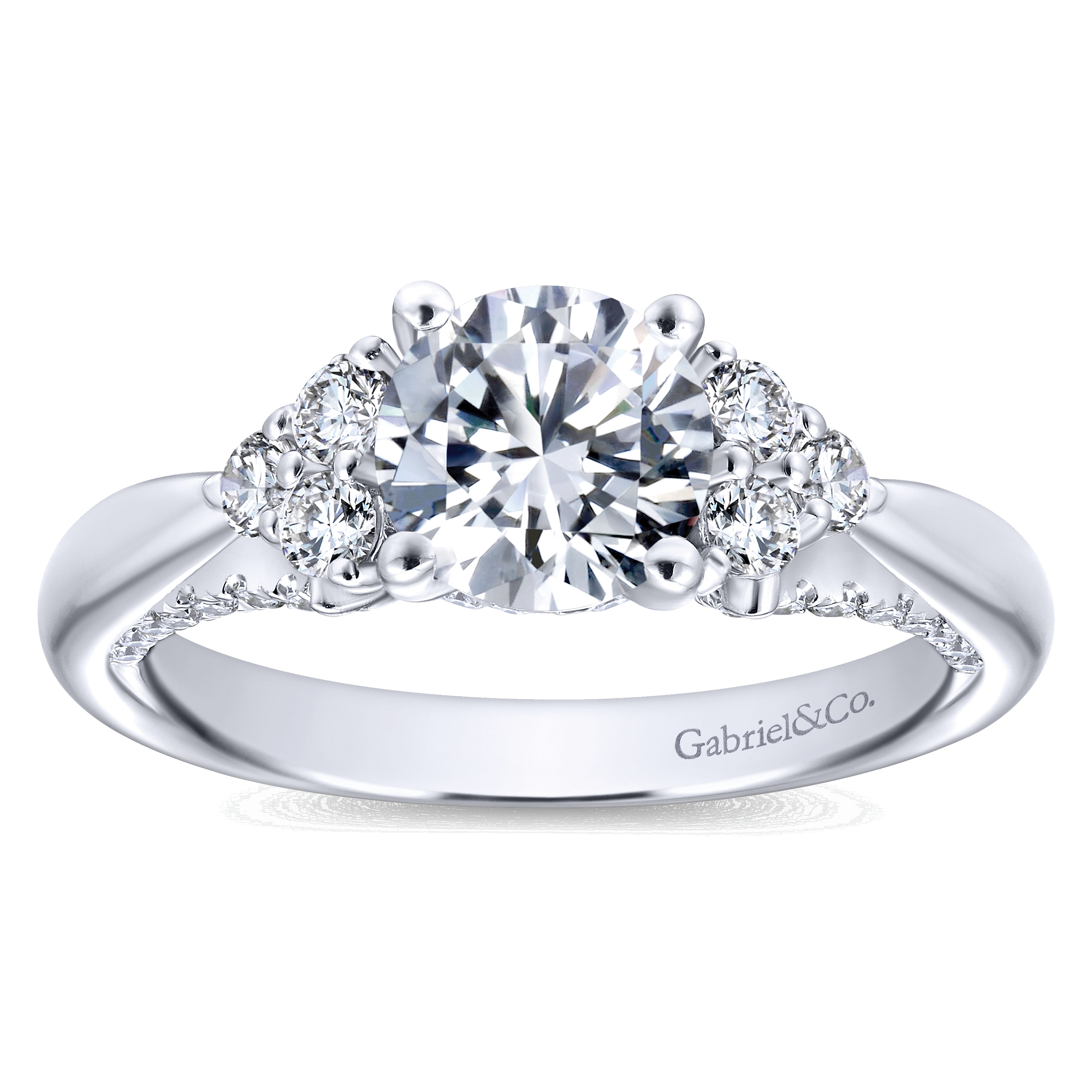 14k White Gold Diamond 3 Stones Engagement Ring angle 5 14k White Gold Diamond 3 Stones Engagement Ring angle 5