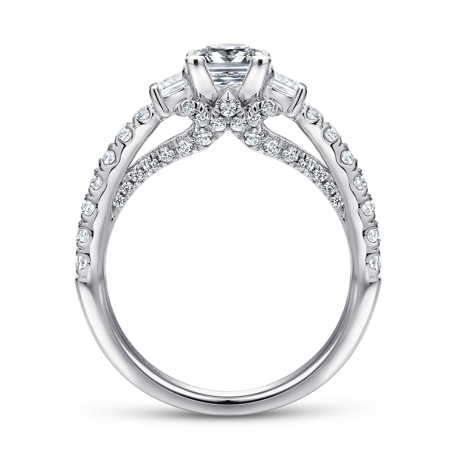 14k White Gold Diamond 3 Stones Engagement Ring angle 2 14k White Gold Diamond 3 Stones Engagement Ring angle 2