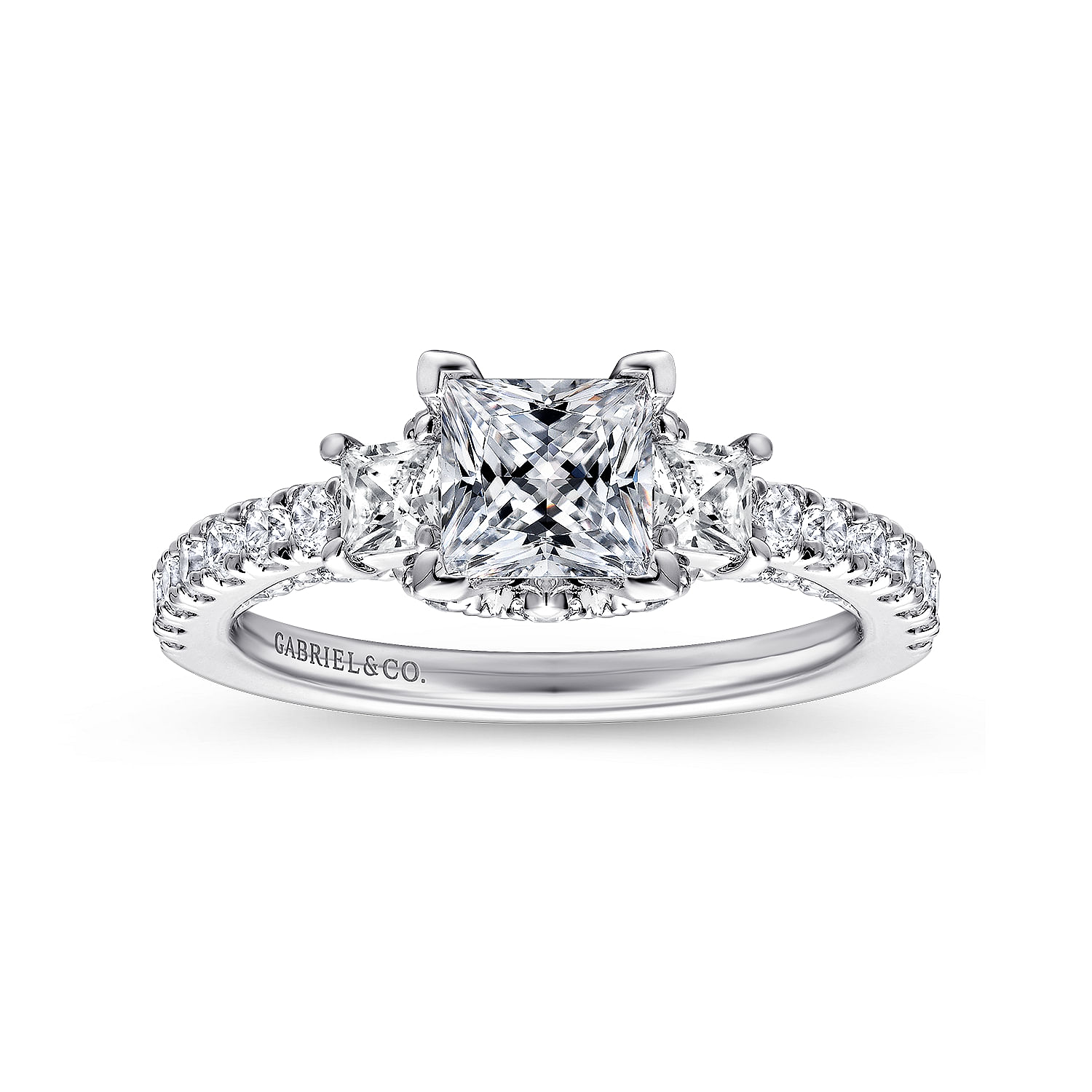 14k White Gold Diamond 3 Stones Engagement Ring angle 5 14k White Gold Diamond 3 Stones Engagement Ring angle 5