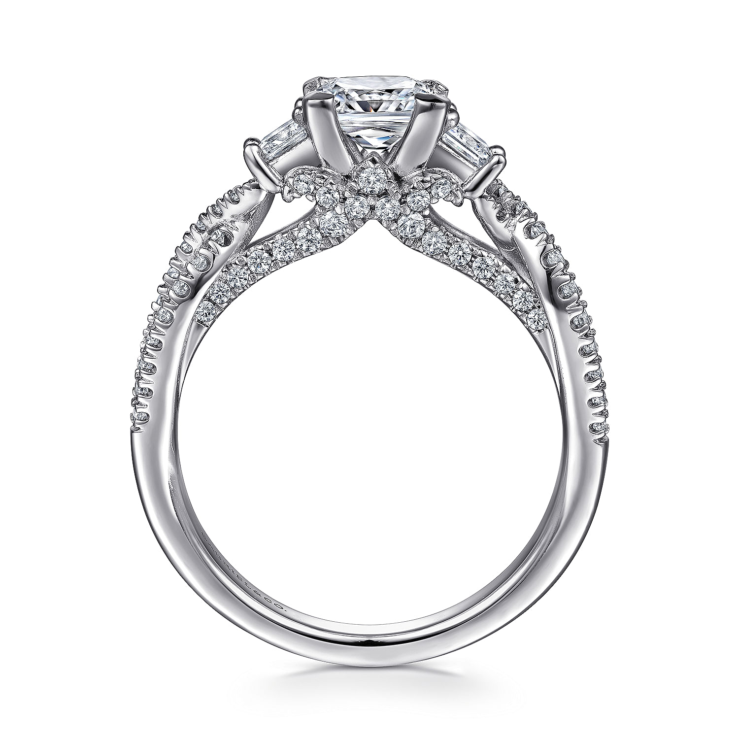 14k White Gold Diamond 3 Stones Engagement Ring angle 2 14k White Gold Diamond 3 Stones Engagement Ring angle 2