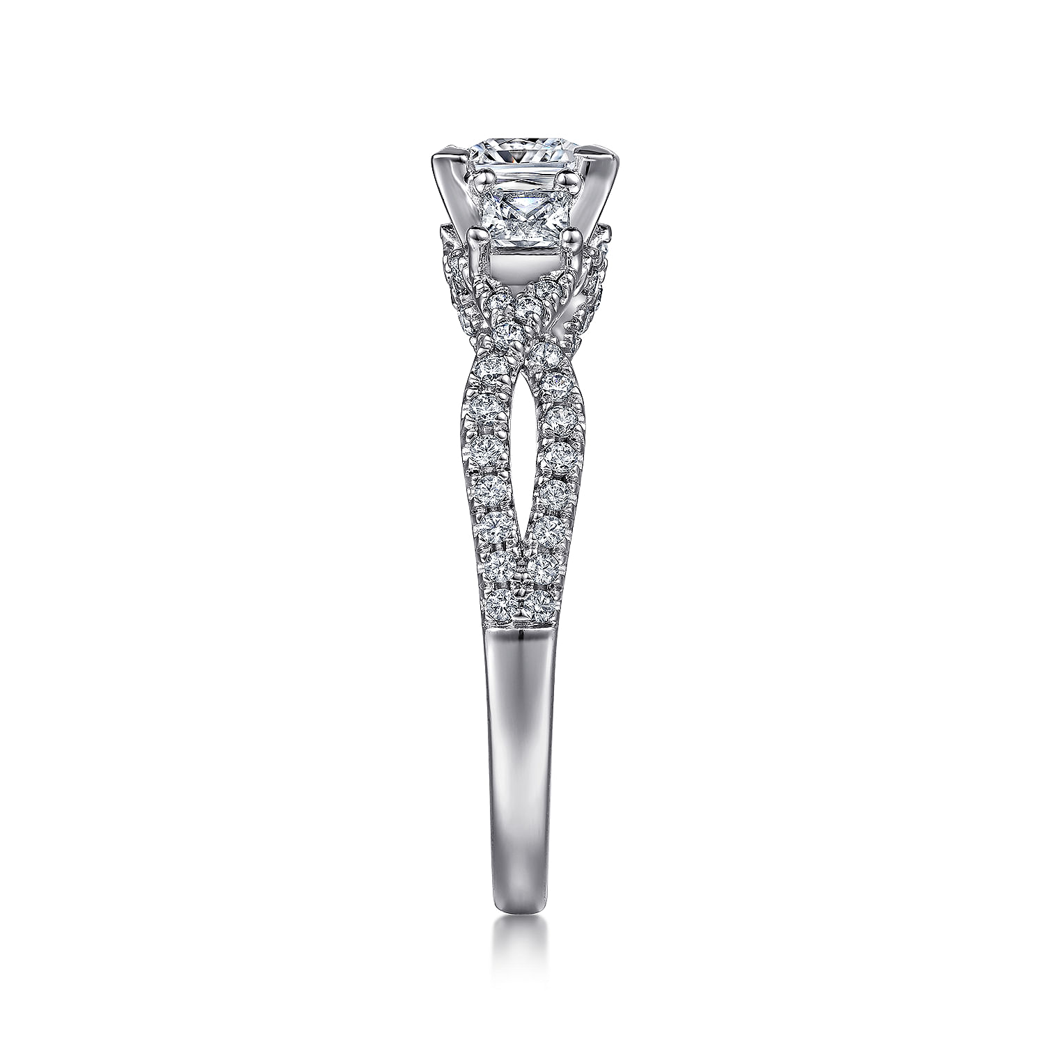 14k White Gold Diamond 3 Stones Engagement Ring angle 5 14k White Gold Diamond 3 Stones Engagement Ring angle 5