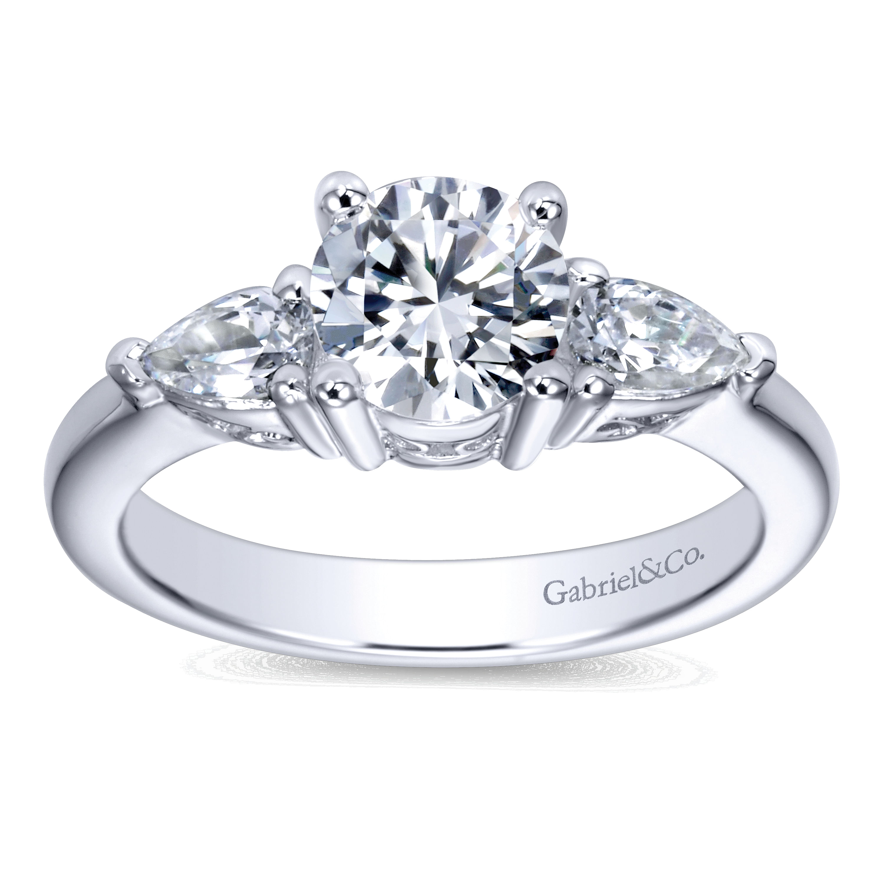 14k White Gold Diamond 3 Stones Engagement Ring angle 5 14k White Gold Diamond 3 Stones Engagement Ring angle 5