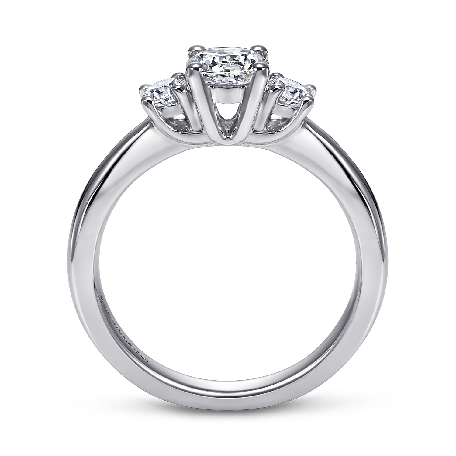 14k White Gold Diamond 3 Stones Engagement Ring angle 2 14k White Gold Diamond 3 Stones Engagement Ring angle 2