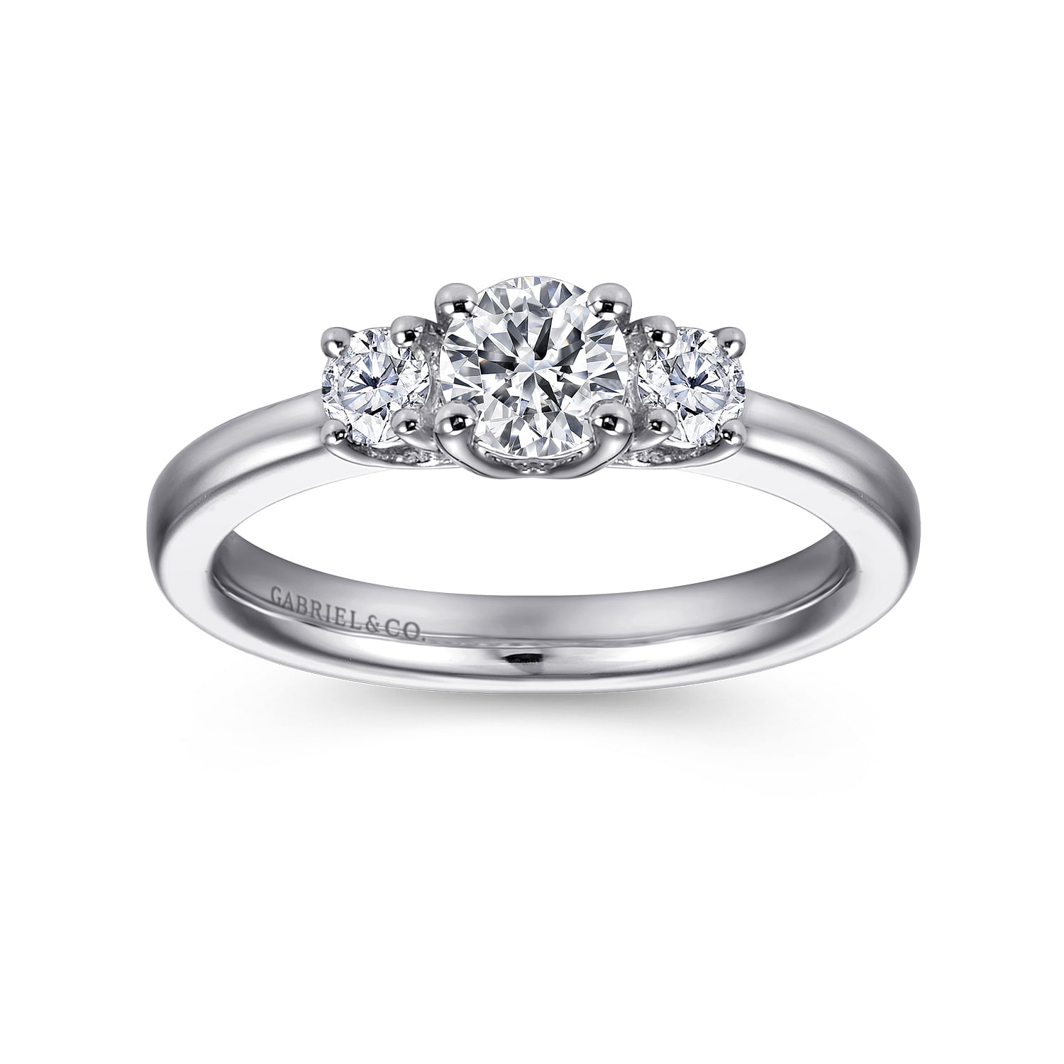 14k White Gold Diamond 3 Stones Engagement Ring angle 5 14k White Gold Diamond 3 Stones Engagement Ring angle 5