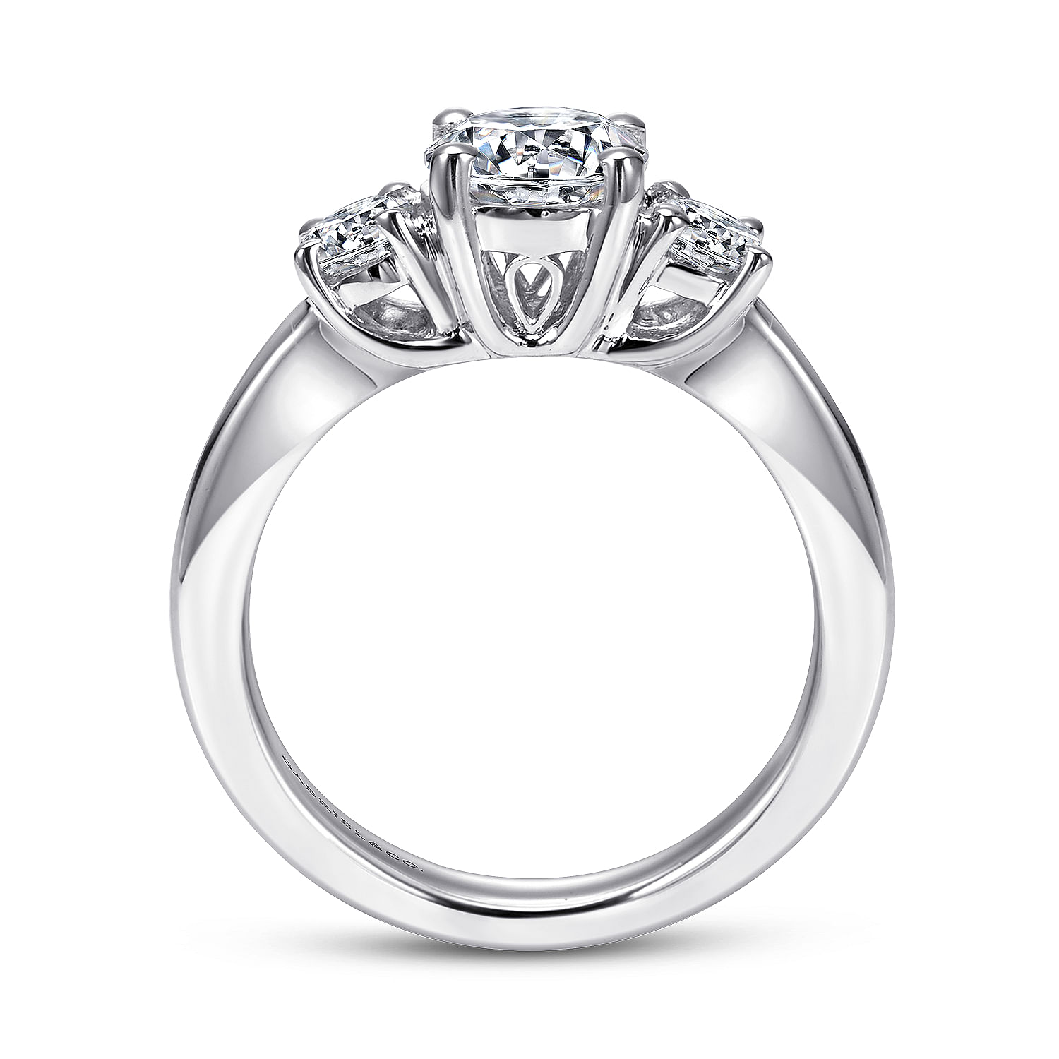 14k White Gold Diamond 3 Stones Engagement Ring angle 2 14k White Gold Diamond 3 Stones Engagement Ring angle 2