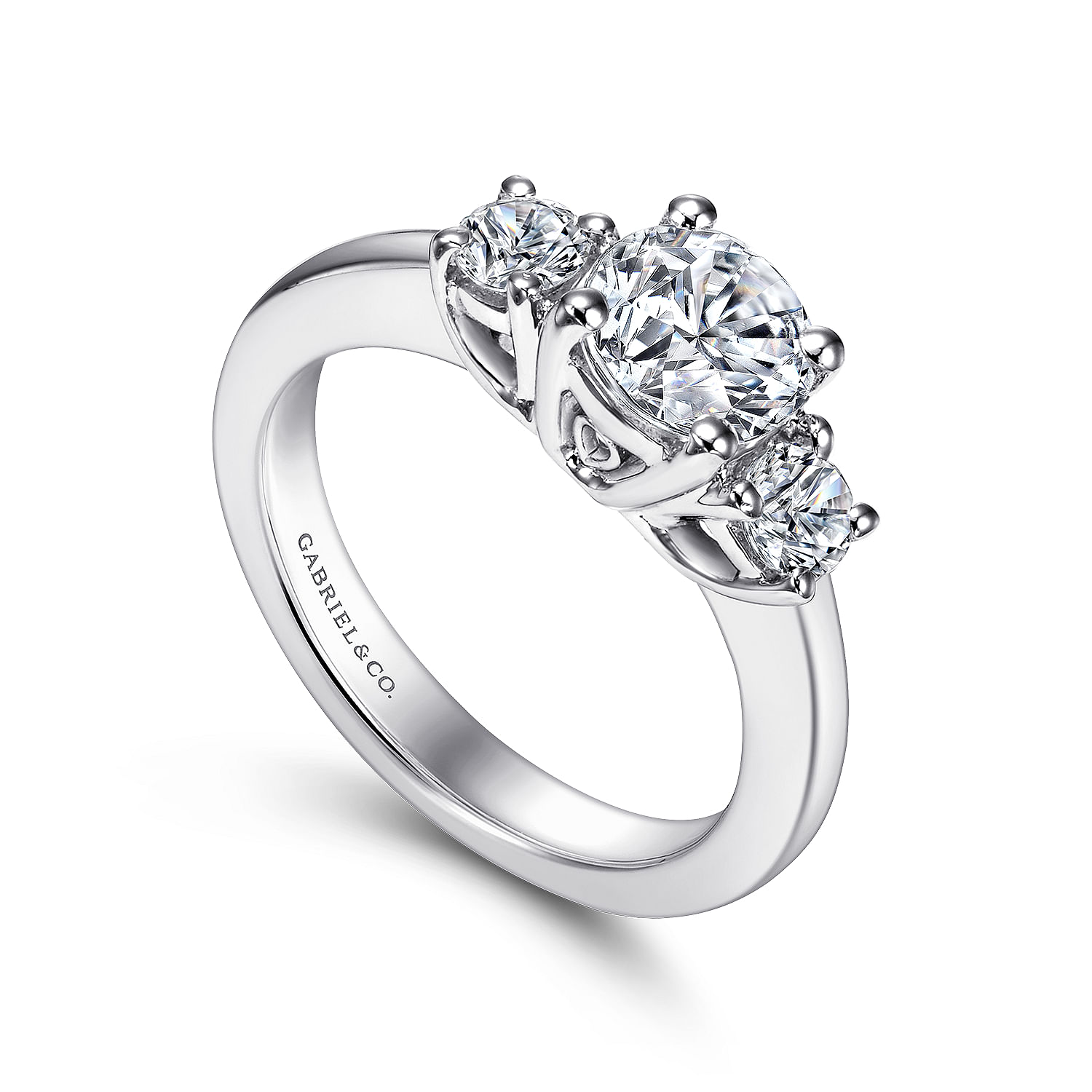 14k White Gold Diamond 3 Stones Engagement Ring angle 3 14k White Gold Diamond 3 Stones Engagement Ring angle 3