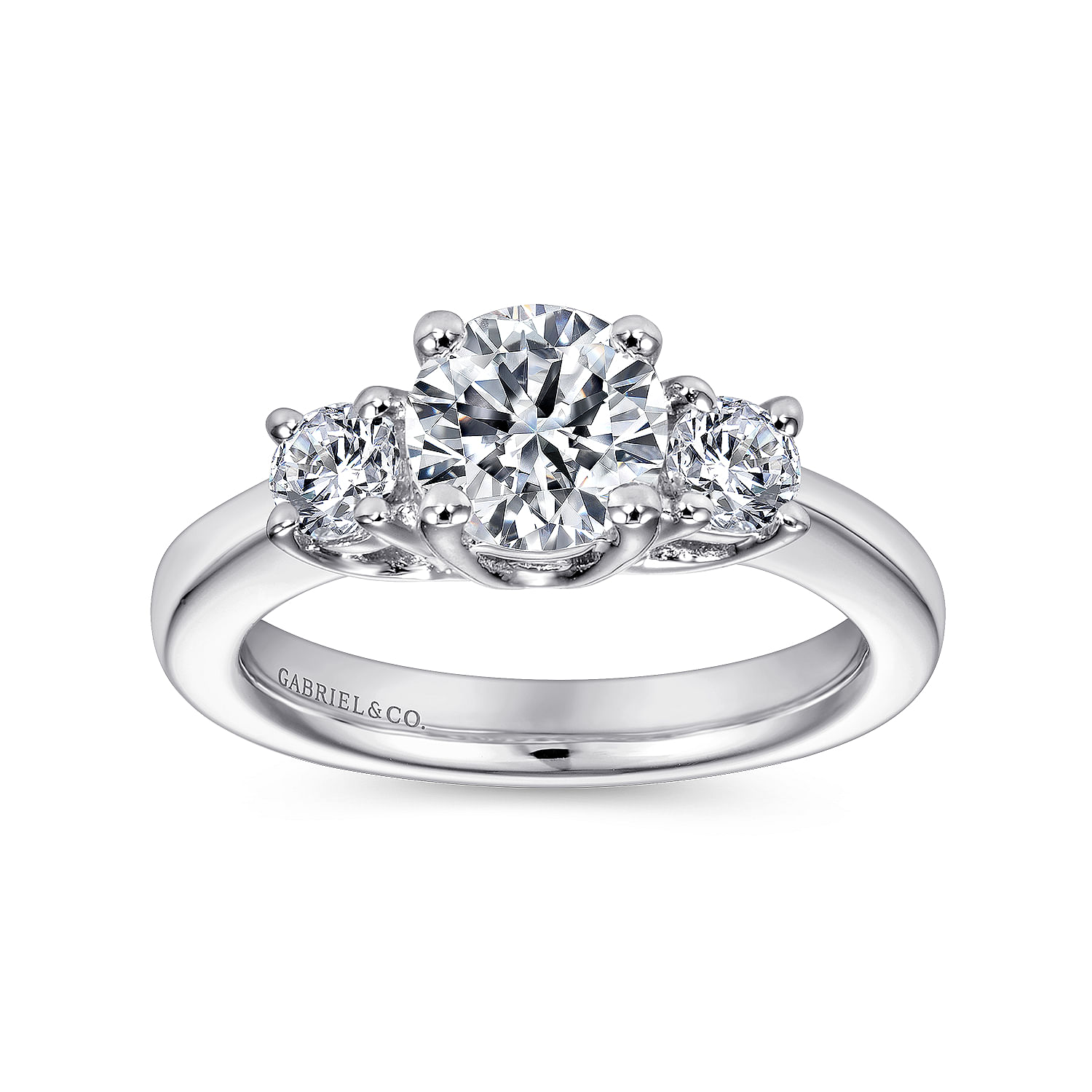 14k White Gold Diamond 3 Stones Engagement Ring angle 5 14k White Gold Diamond 3 Stones Engagement Ring angle 5