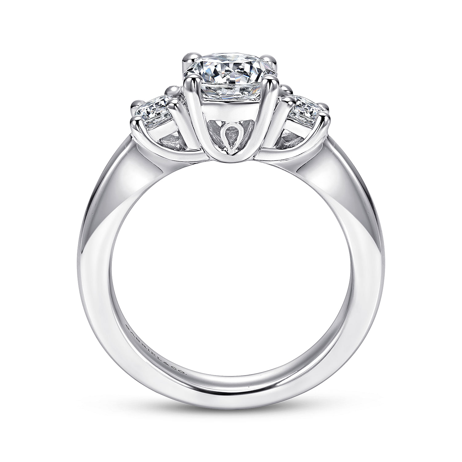 14k White Gold Diamond 3 Stones Engagement Ring angle 2 14k White Gold Diamond 3 Stones Engagement Ring angle 2