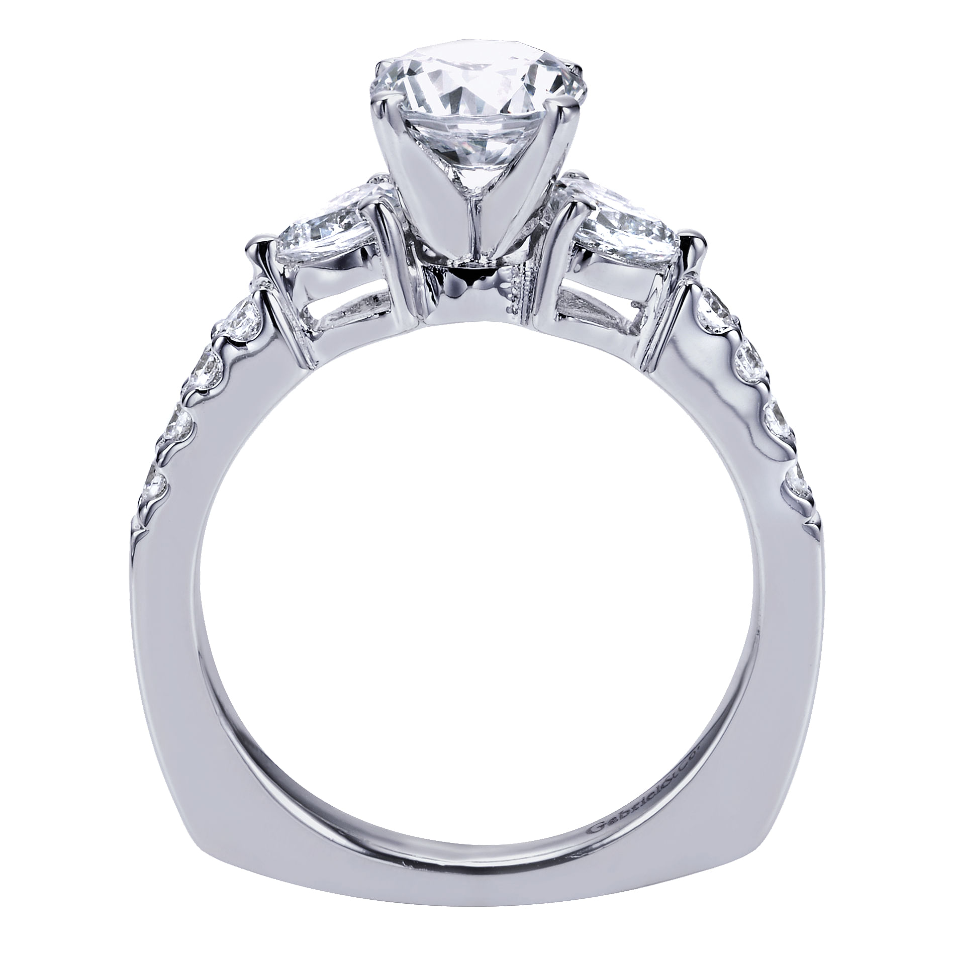 14k White Gold Diamond 3 Stones Engagement Ring angle 2 14k White Gold Diamond 3 Stones Engagement Ring angle 2